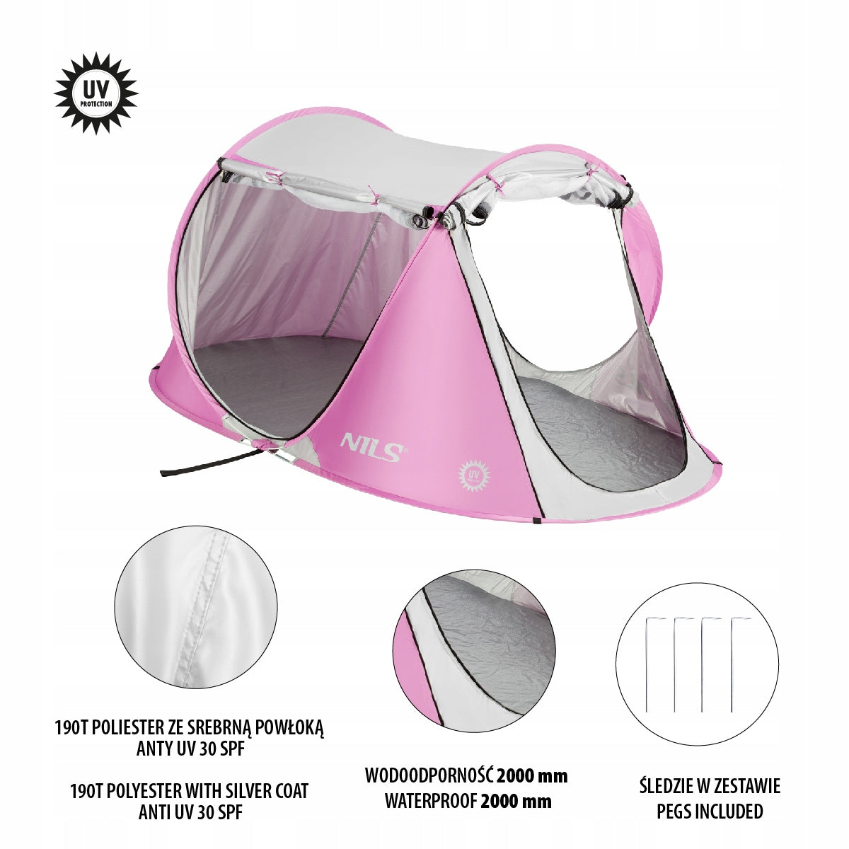 Beach tent self-folding screen for beach picnic garden UV protection Brand Nils Camp