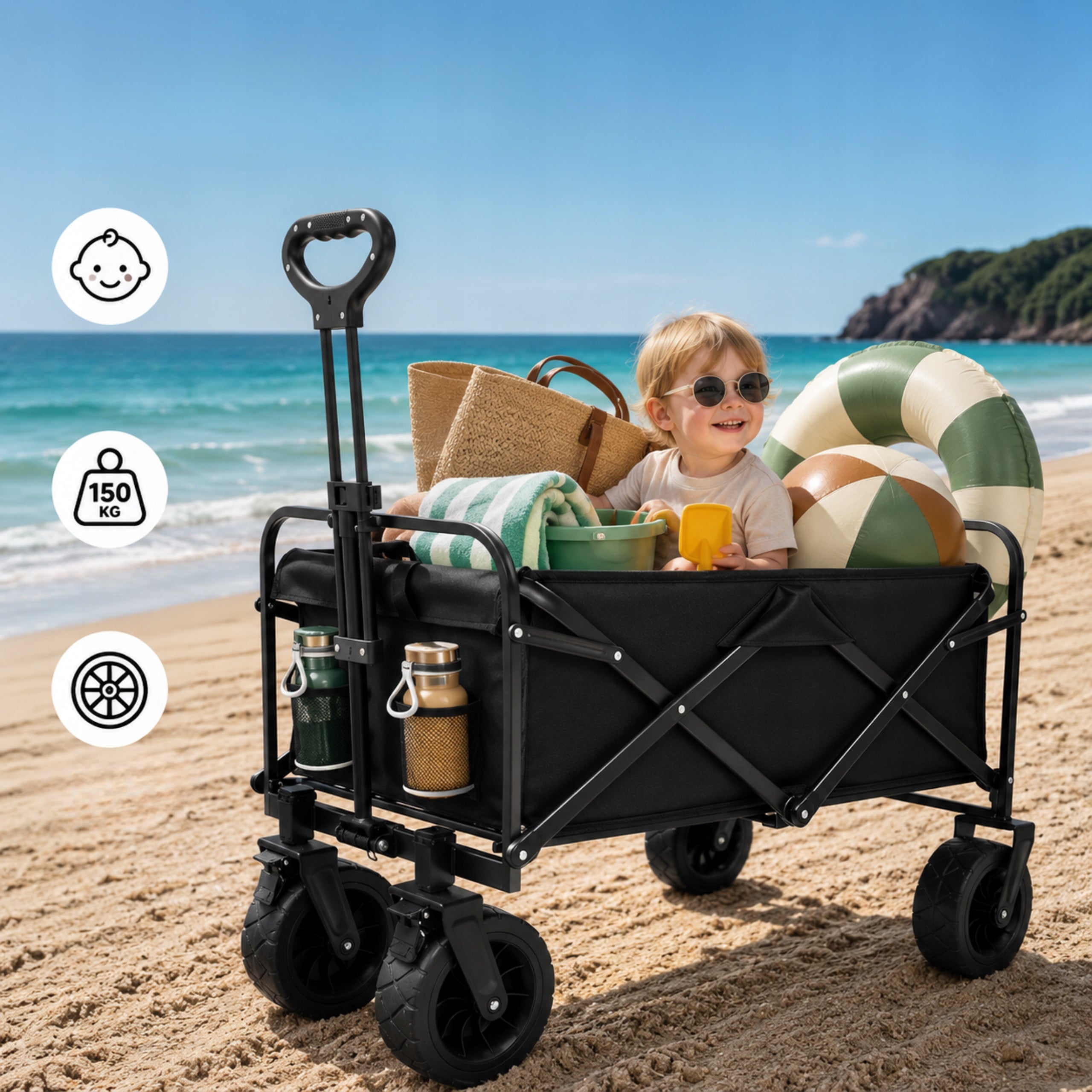 Beach trolley folding tourist transport for children to the beach WHEELS XL Packaging status original