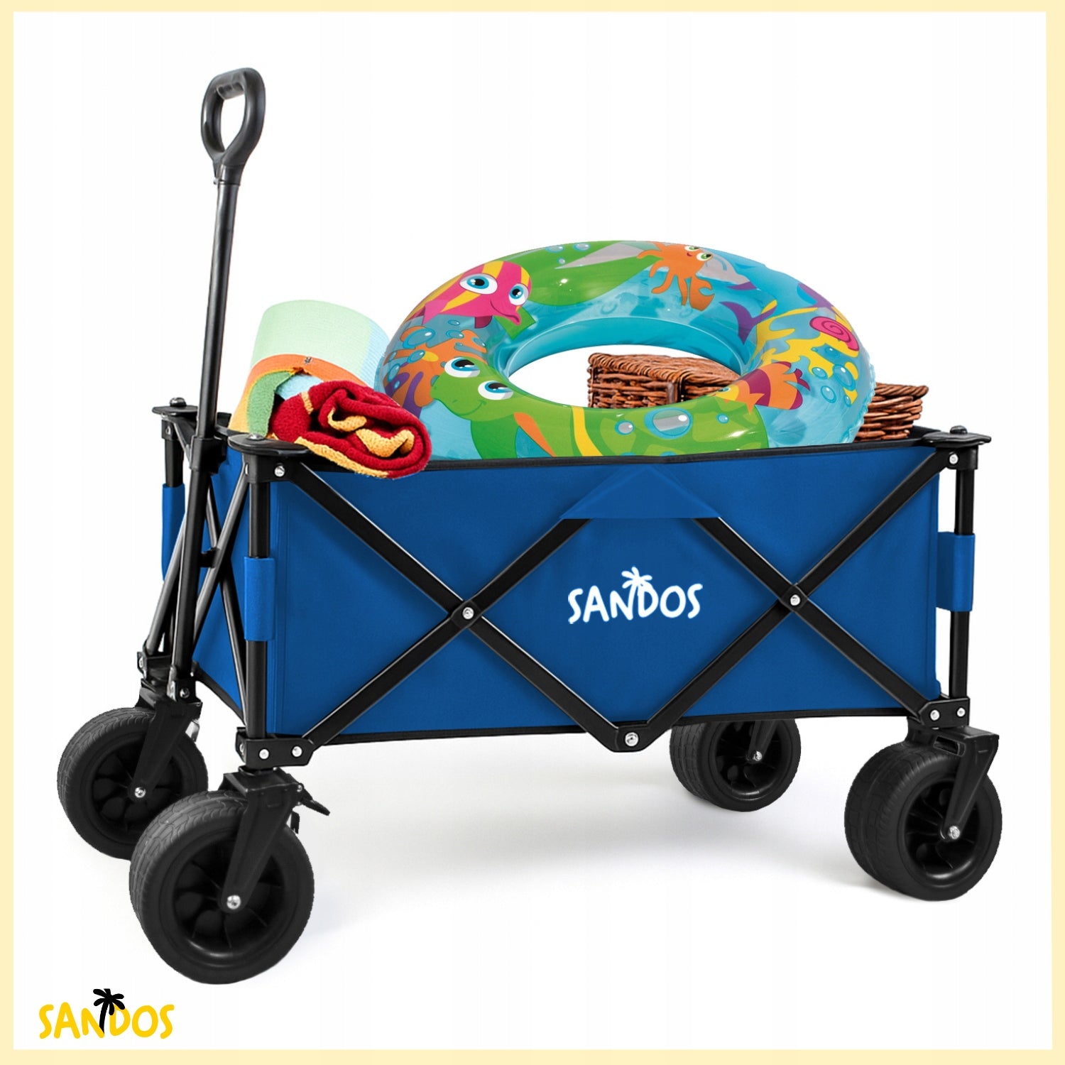 Beach trolley hiking camping transport folding thick wheels blue Brand no brand