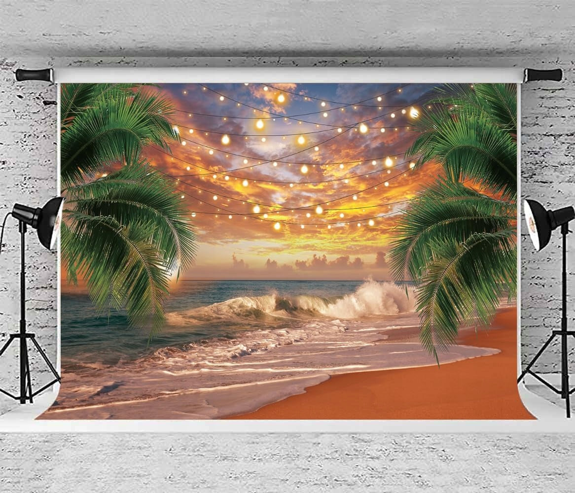 Beach tropical palm tree coast sunset 210x150 cm