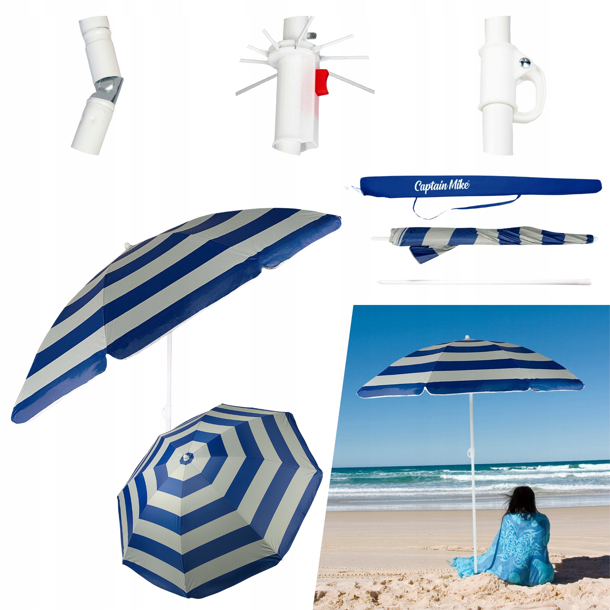 Beach umbrella broken with cover with UV filter UPF50+ LIGHT 160 cm HOLIDAY