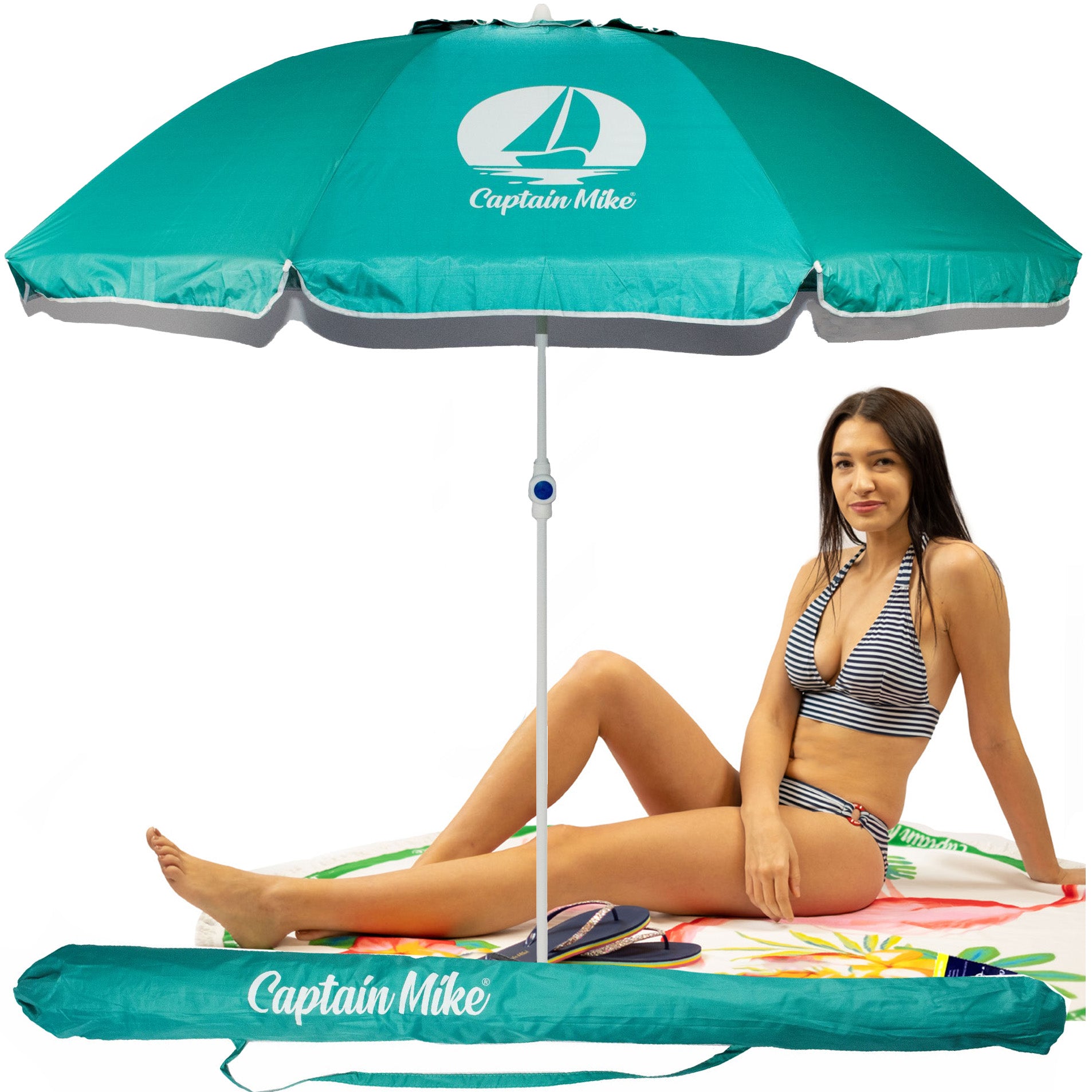 Beach umbrella with ventilation cover UV filter UPF50+ DURABLE 180 cm