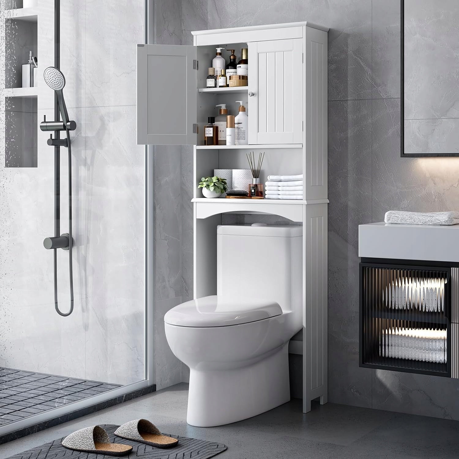 Bealife Półka Na Deskę Sedesową Z 3 Przegrodami-24D X 60W X 168H Cm Furniture color white