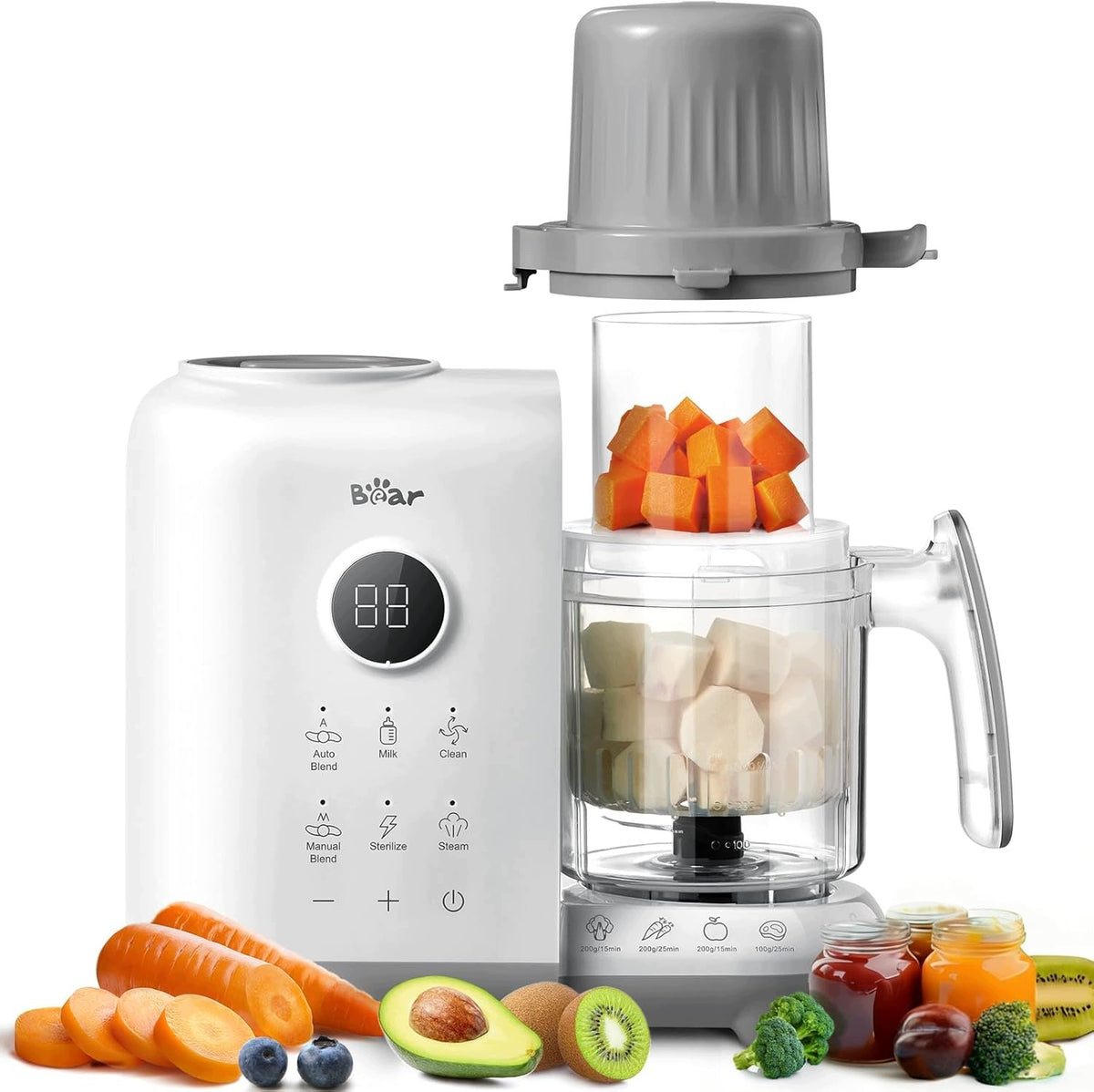 Bear 6-in-1 steamer with mixer, for preparing baby meals