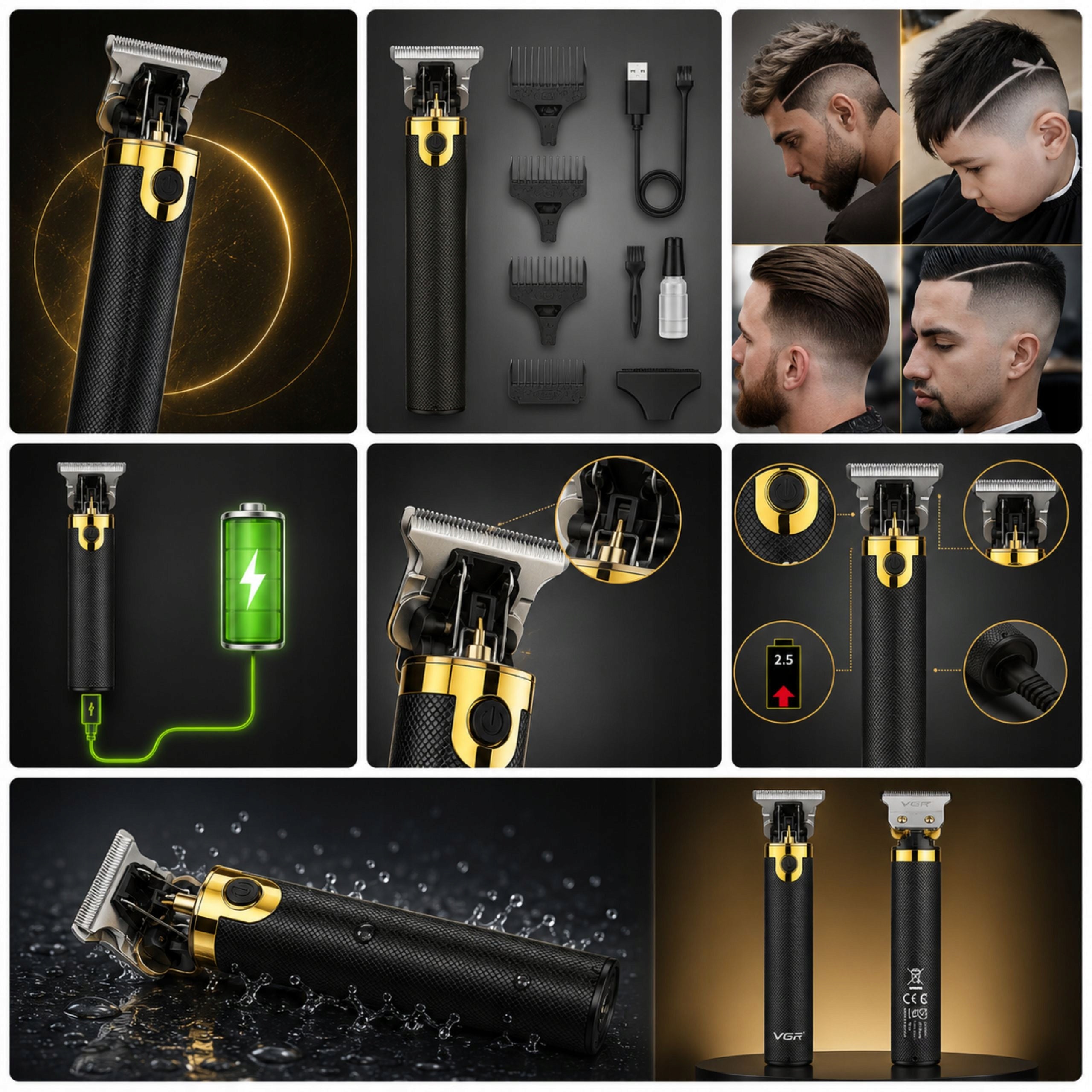 Beard Trimmer VGR V-082 T-Blade Contour Hair Clipper Fade USB 300m Packaging status original