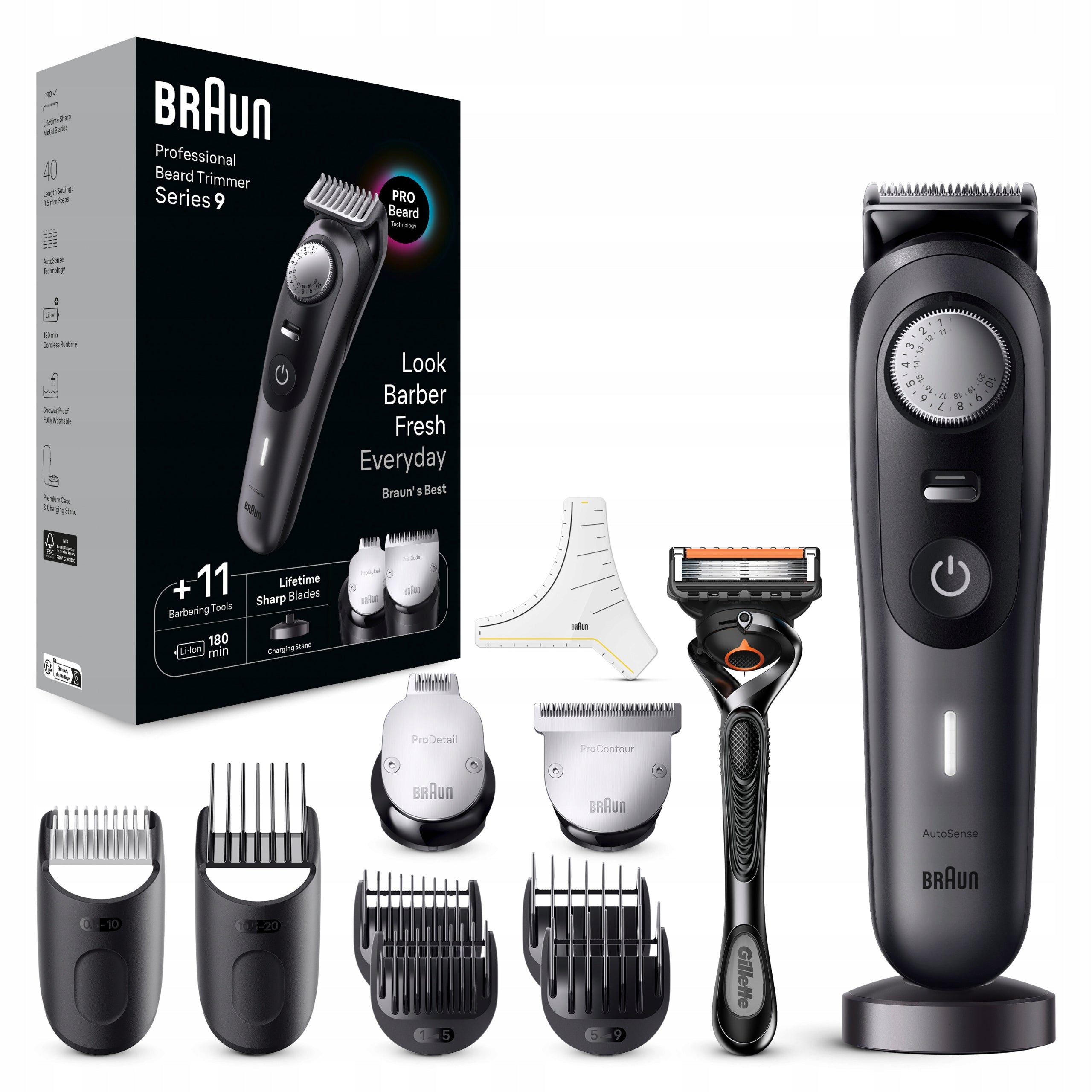 Beard trimmer Braun Series 9 BT9441, trimmer with barberstools Brand Braun