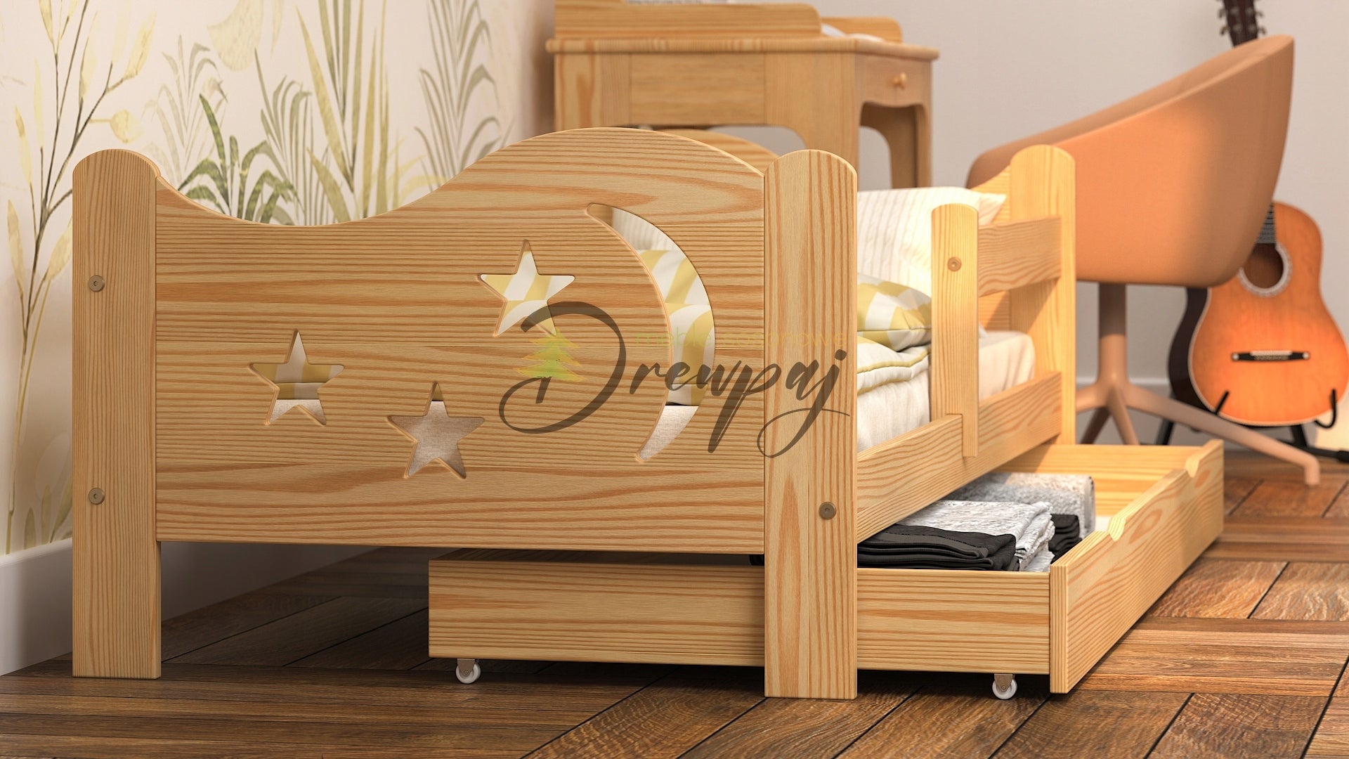 Bed BEAR TREE 80*180/FRAME/DRAWER/ - PINE Packaging status original