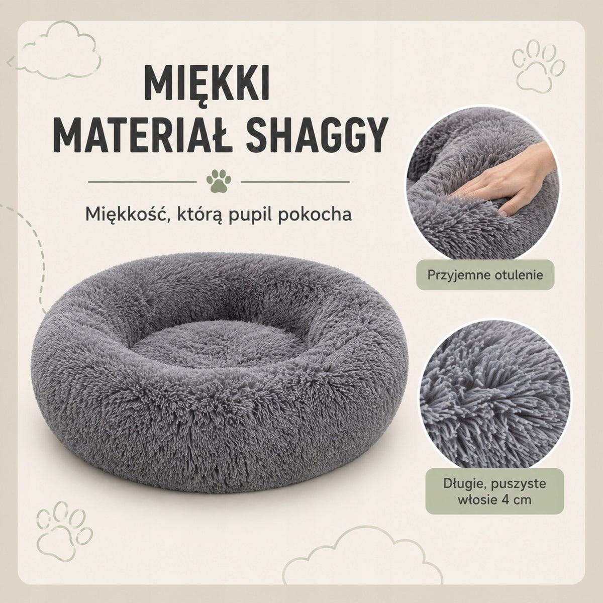 Bed Cloud for Dog and Cat Shaggy 80 Removable Cover Grey Manufacturer code 609260884