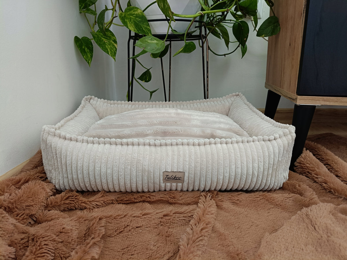 Bed Couch for Small Dog S Corduroy Durable Soft Beige Ecru Manufacturer code L.SerenoS.Beż/Ecru