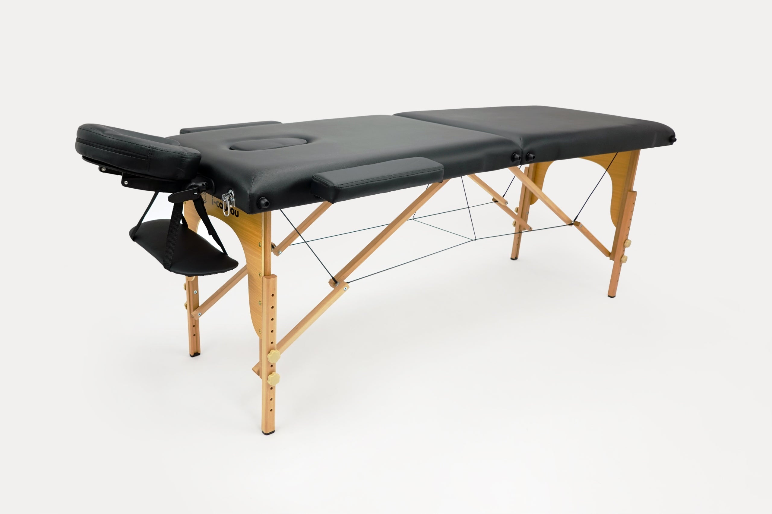Bed Massage Table Wooden 2 Segment Folding Portable Cover Color black
