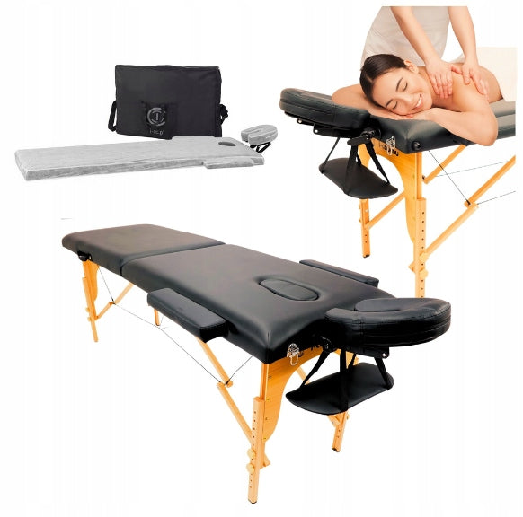 Bed Massage Table Wooden 2 Segment Folding Portable Cover