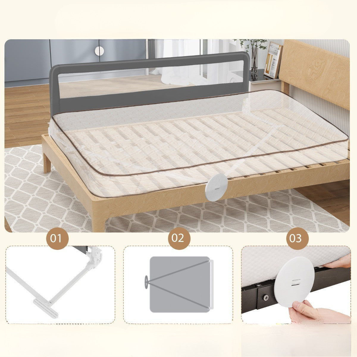 Bed Protective Barrier 180cm Children's Gate Cover Folding Brand Costway