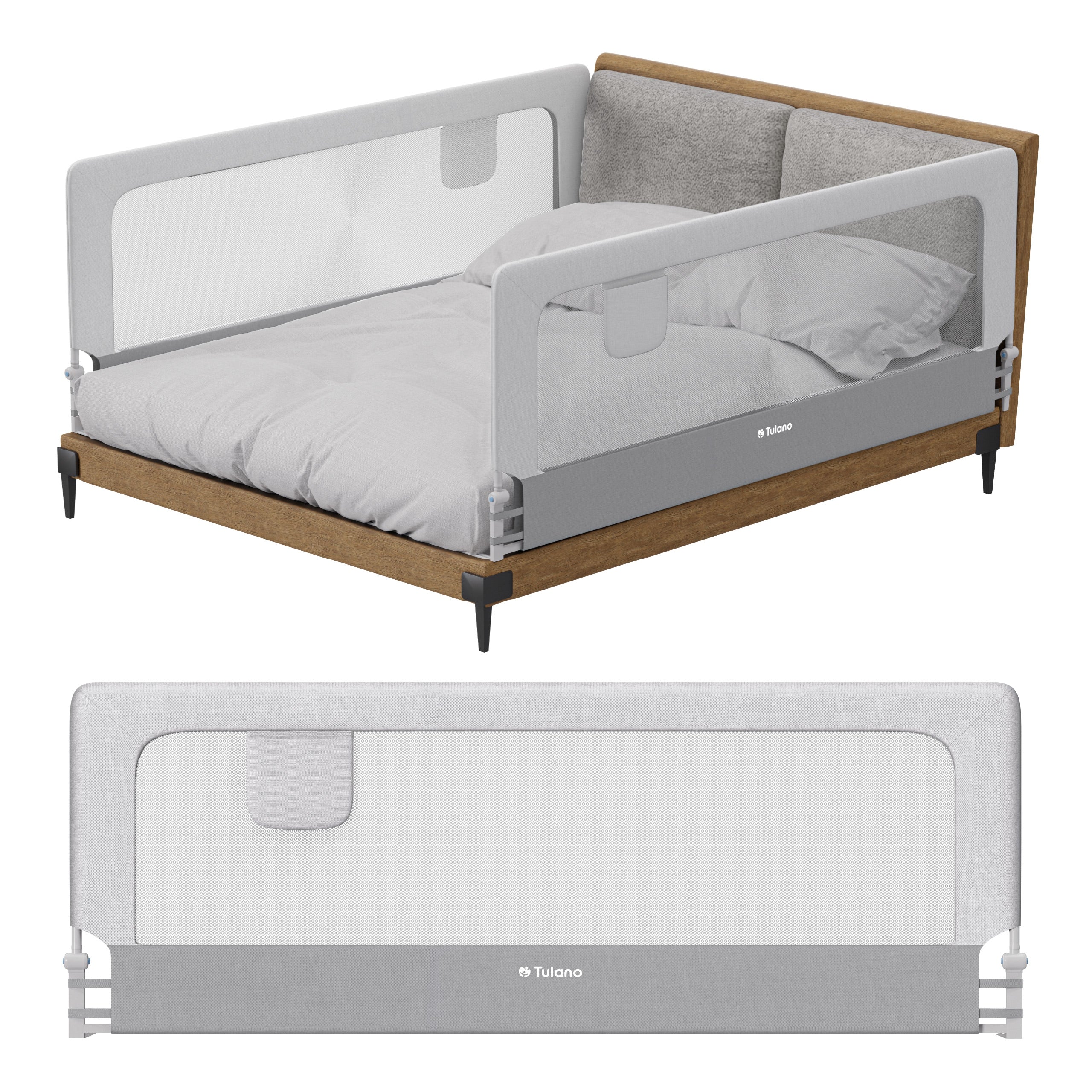 Bed Protective Barrier 200cm TULANO COVER 30 WHITE-GREY Folding