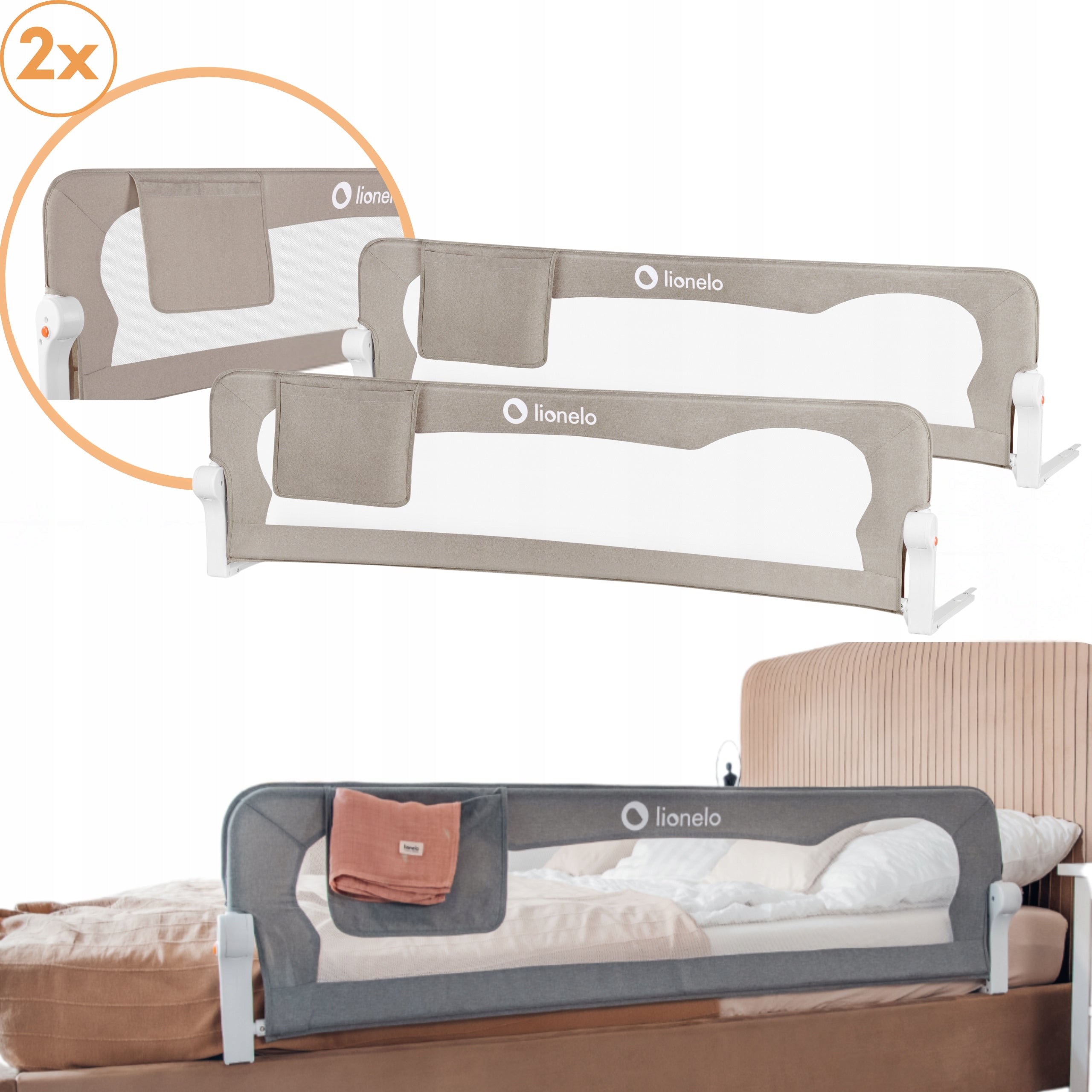 Bed barriers PROTECTIVE GATE DOUBLE Security 150cm Lionelo Eva