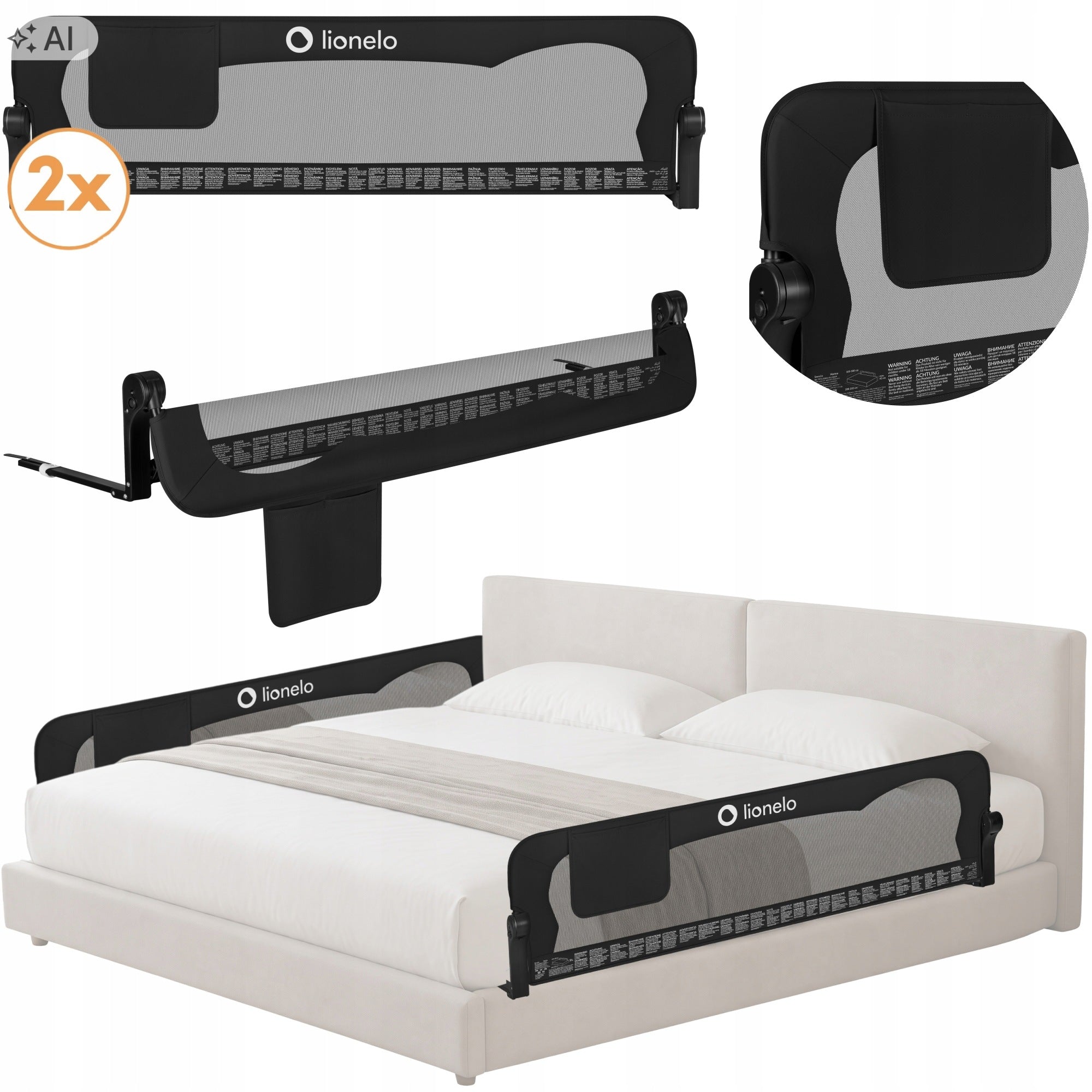 Bed barriers PROTECTIVE GATE DOUBLE Security 150cm Lionelo Eva
