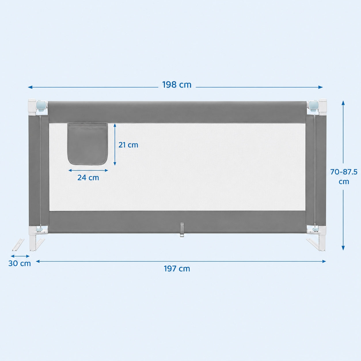 Bed gate Child protection barrier 200 cm Grey Manufacturer code KG003dgr03
