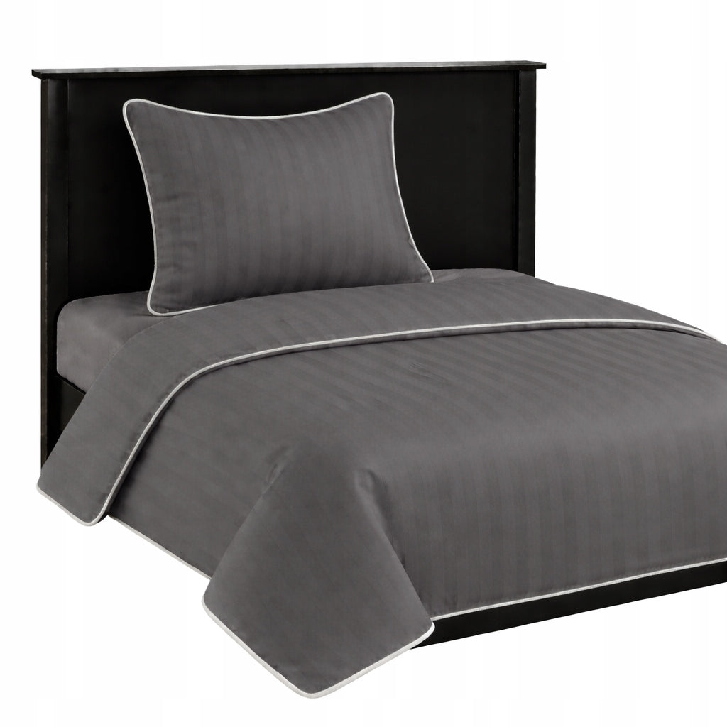 Bedding 140x200 SINGLE COLOR TRIMMED damask WAR graphite+white