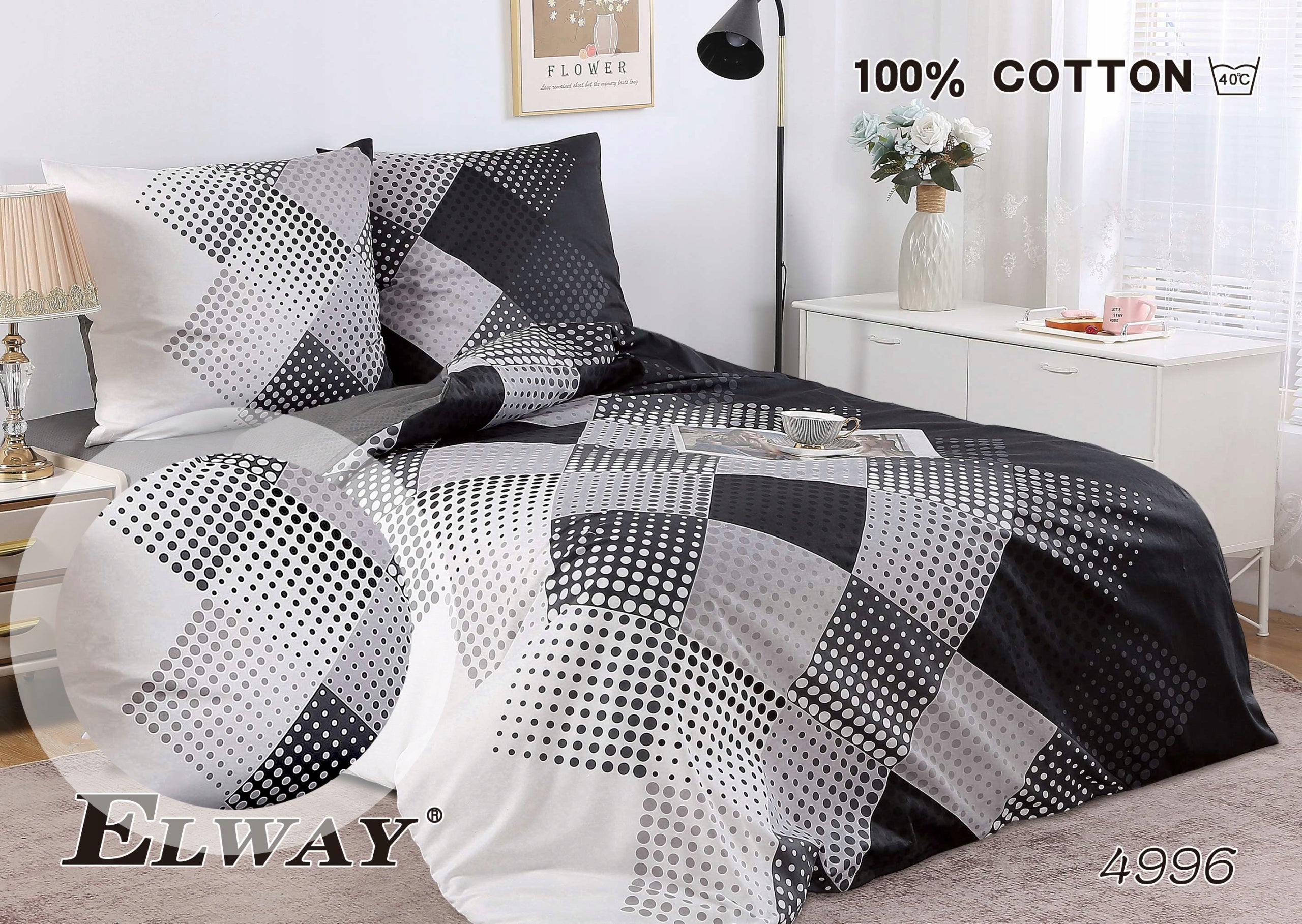 Bedding 160x200 ELWAY 100% Cotton Satin Bedding Set NEW DESIGNS Packaging status original
