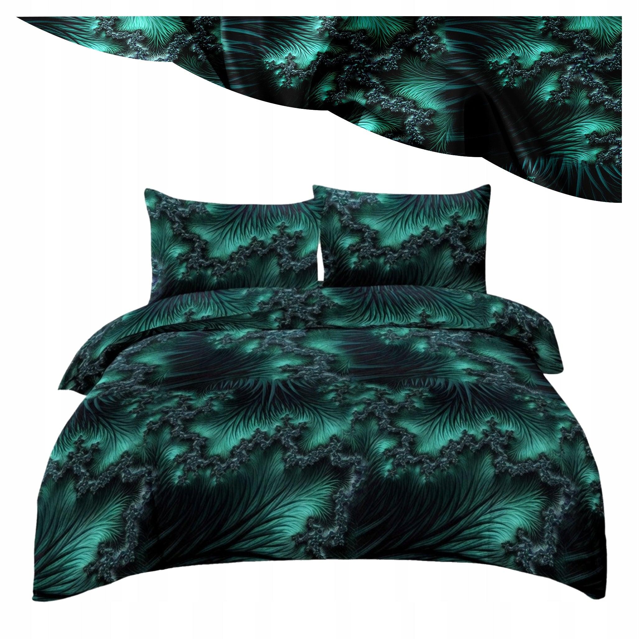 Bedding 160x200 Set 3-Piece 3D Marble Green Multiple Patterns