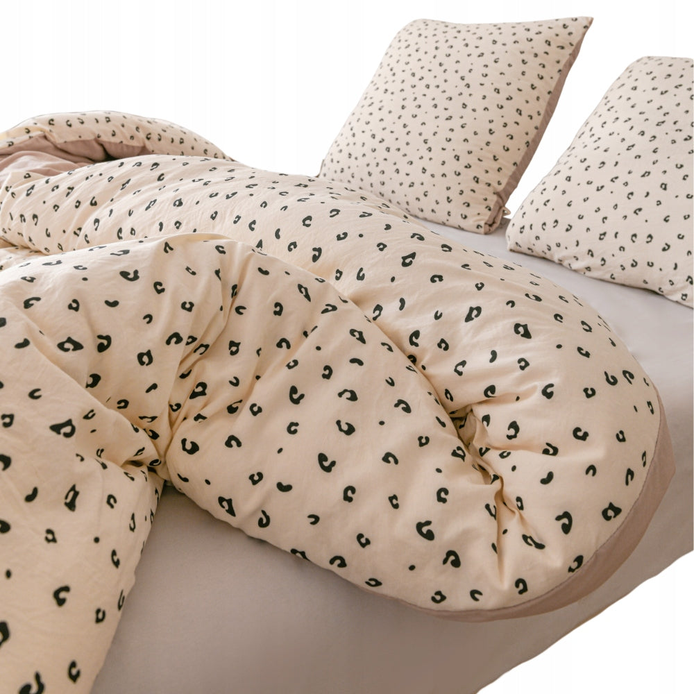 Bedding 160x200 + pillowcases cream beige leopard spotted fashionable set