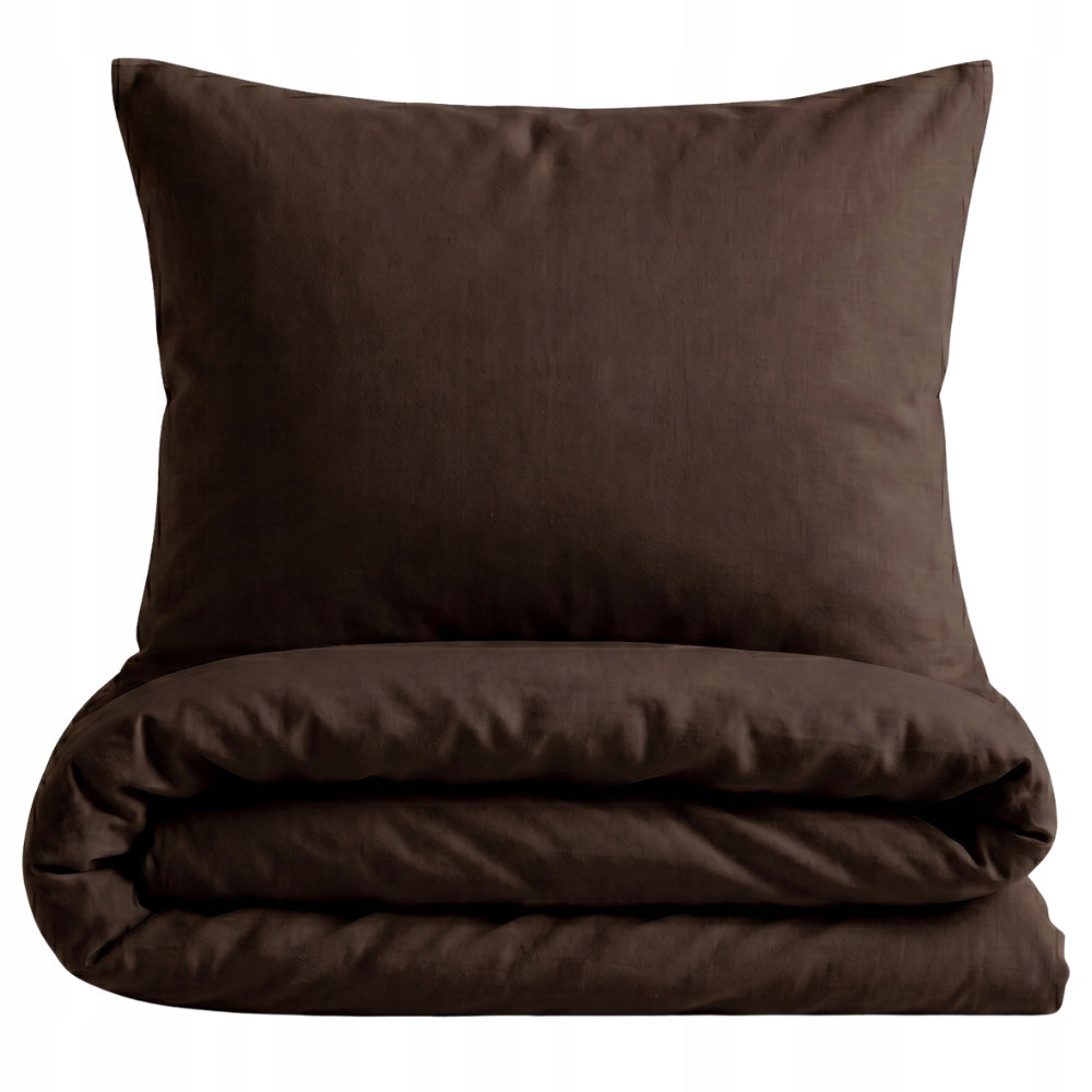 Bedding 160x200 + pillowcases dark brown without pattern microfiber set