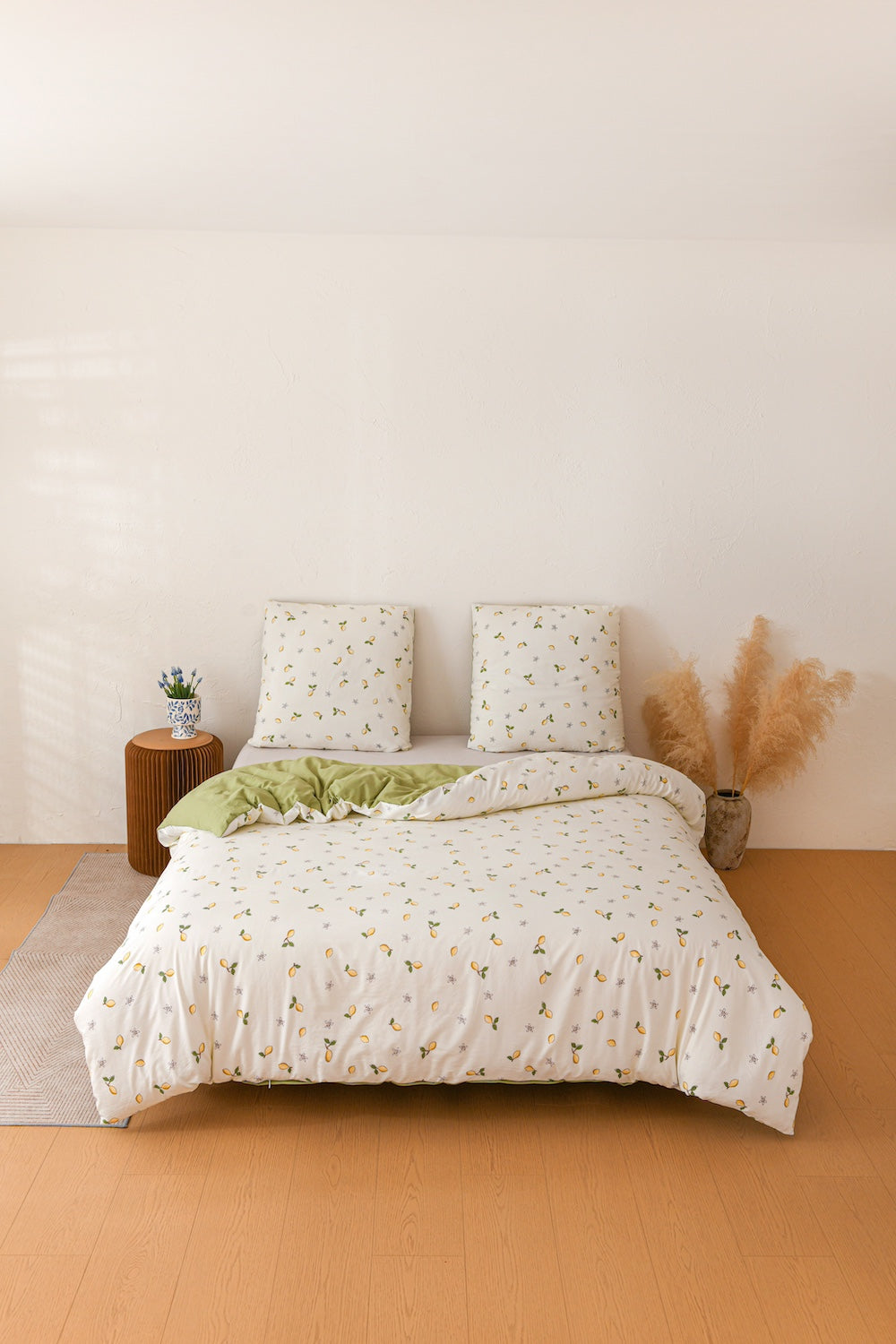 Bedding 160x200 + pillowcases white green with lemon fruit fashionable set Packaging status original