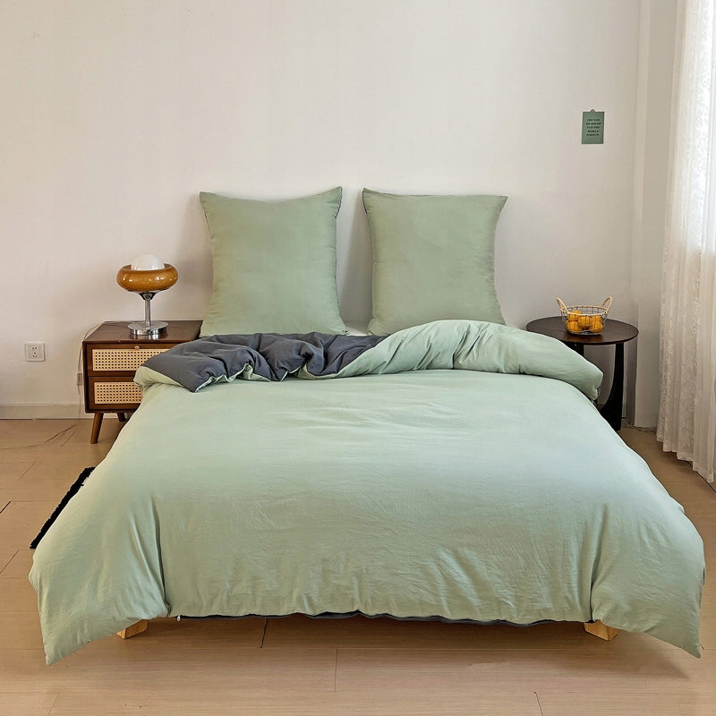 Bedding 160x200 +sage pillowcases grey smooth two-tone fashionable set Manufacturer code POŚCIEL 160x200 zielona grafitowa FITIZZIO