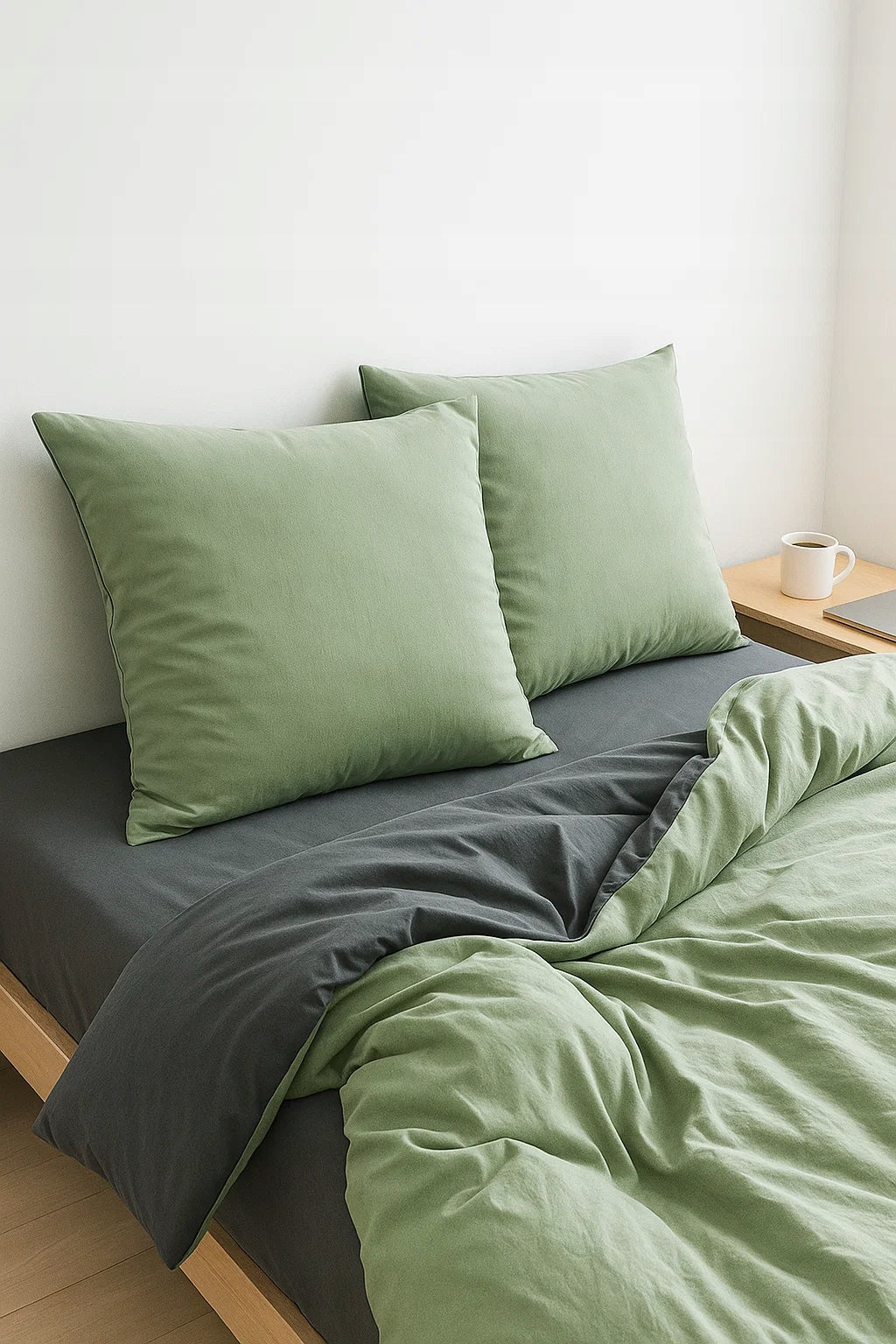 Bedding 160x200 +sage pillowcases grey smooth two-tone fashionable set Packaging status original