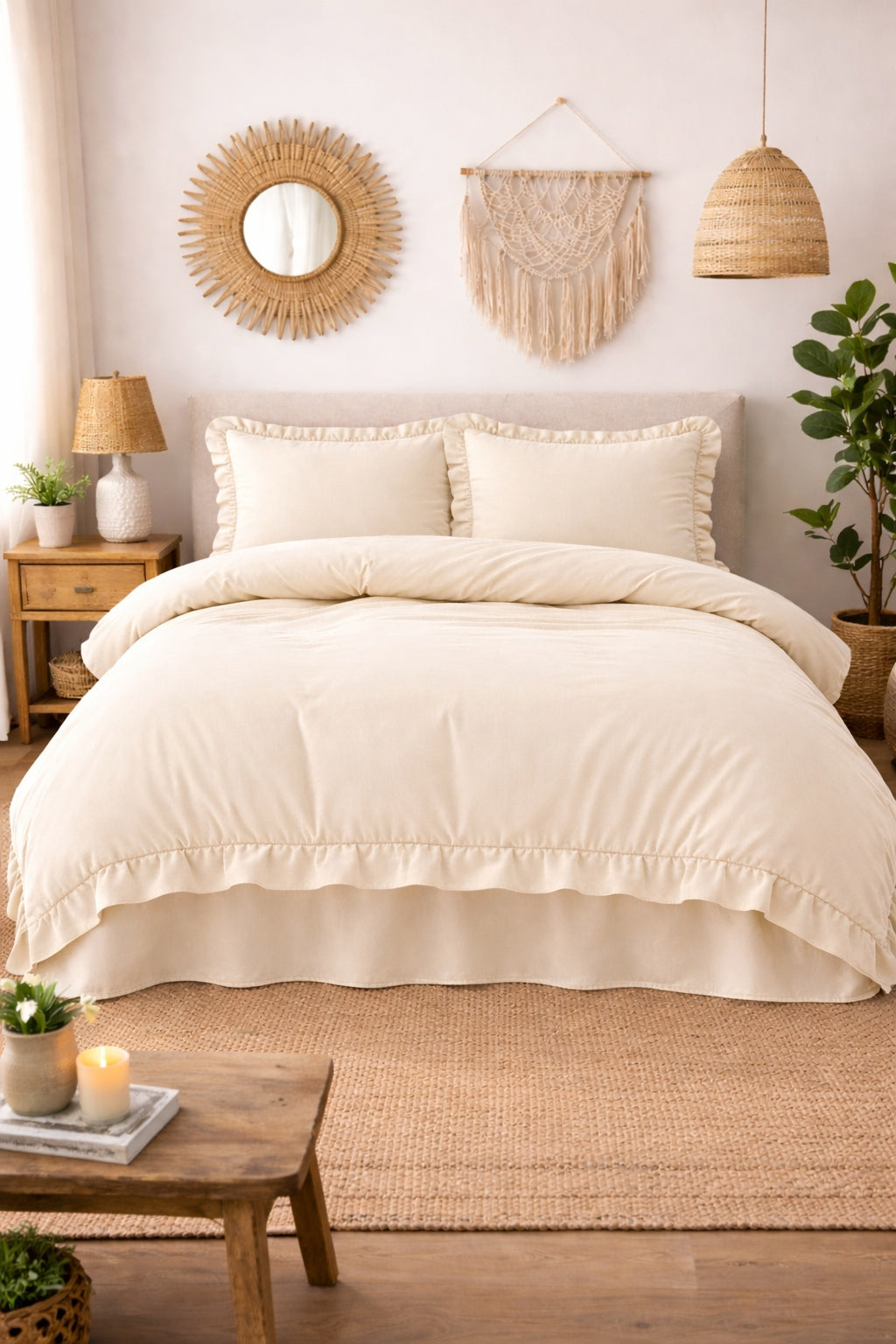Bedding 220x200 Cream with Falbanka 2x 70x80 Set 3cz Exclusive Premium Manufacturer code fbb220