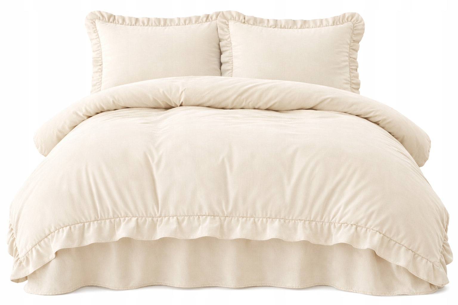 Bedding 220x200 Cream with Falbanka 2x 70x80 Set 3cz Exclusive Premium
