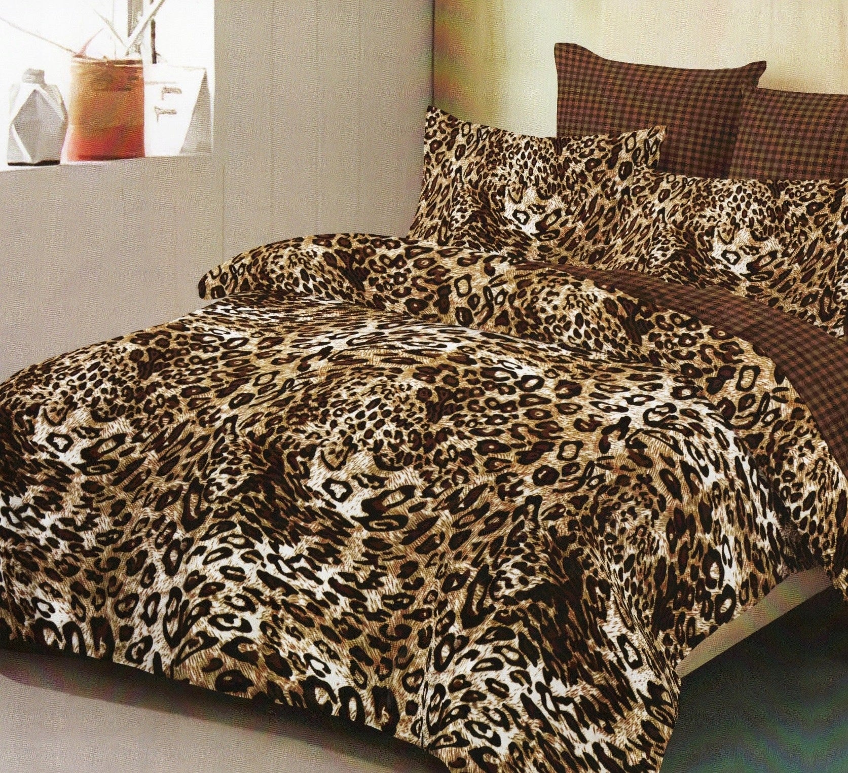 Bedding 3D Satin Cotton 220/200 3cz Panther Brown Brand Rui Bang