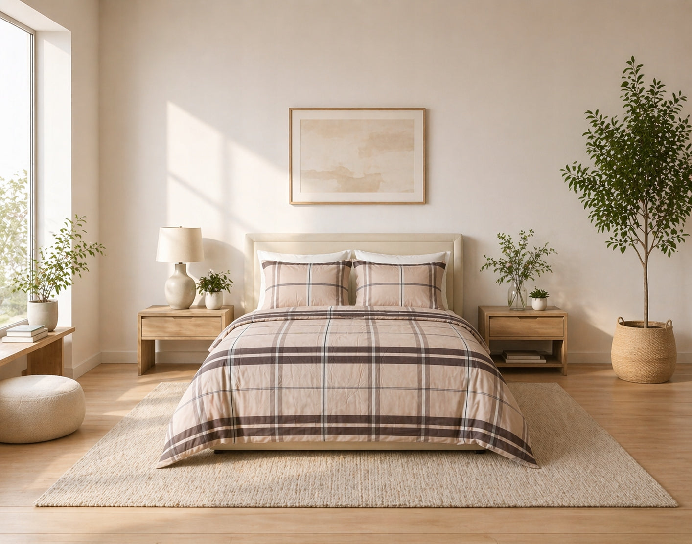 Bedding Satin Cotton 160x200 Beige Grating 2 Pillowcases 70x80 ZIP Packaging status original