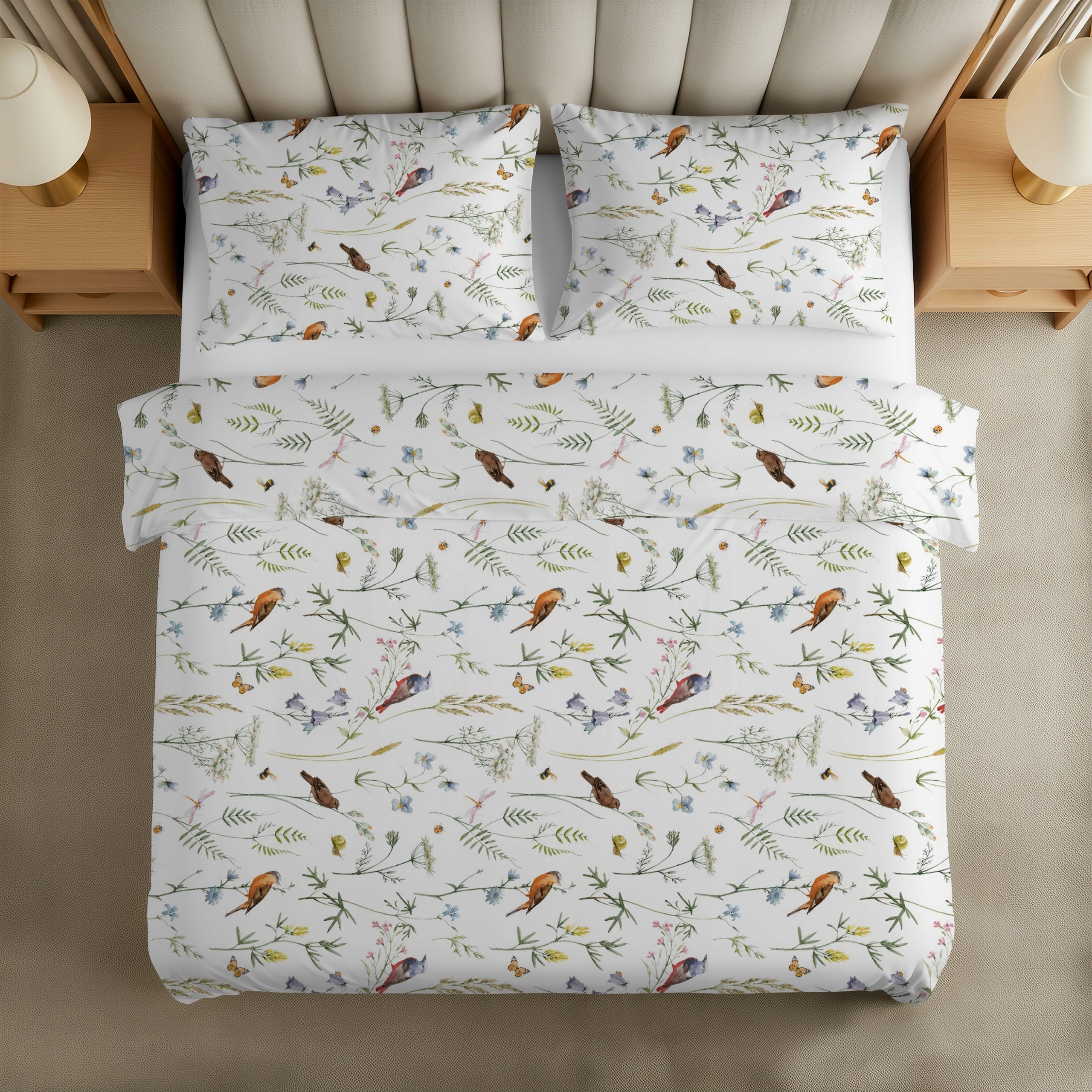 Bedding Set 220x200cm Cotton Poland 100% Cotton Bird Patterns Packaging status original