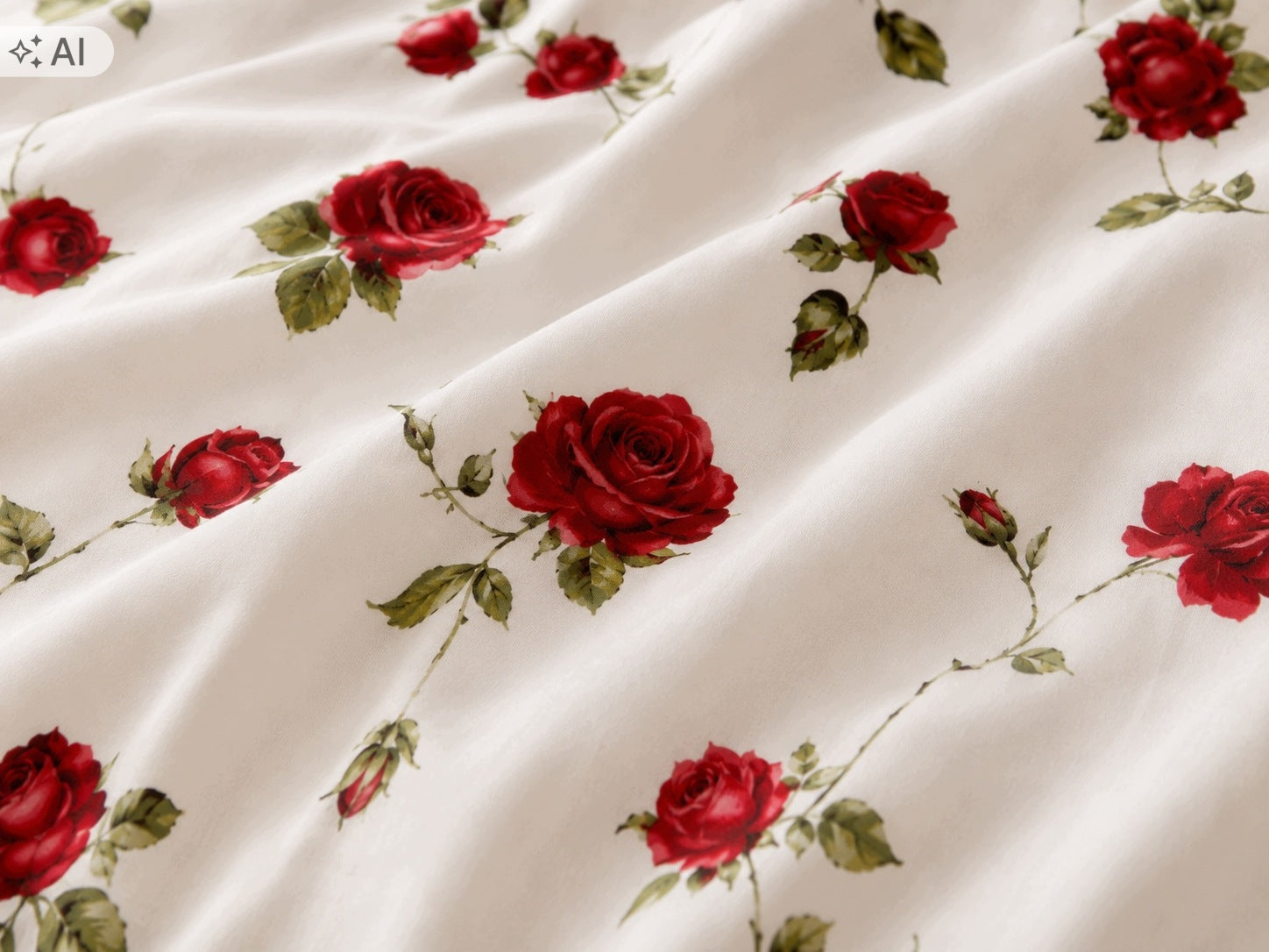 Bedding set 100% cotton Mengtianzi B-1467 white red roses 160x200 Manufacturer code B-1467SMALL