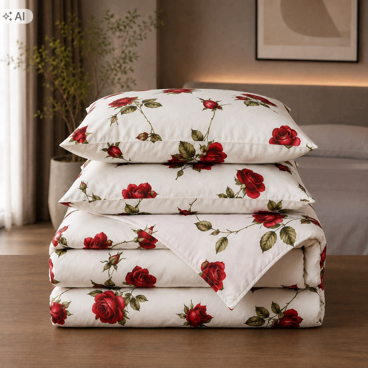Bedding set 100% cotton Mengtianzi B-1467 white red roses 160x200 Packaging status original