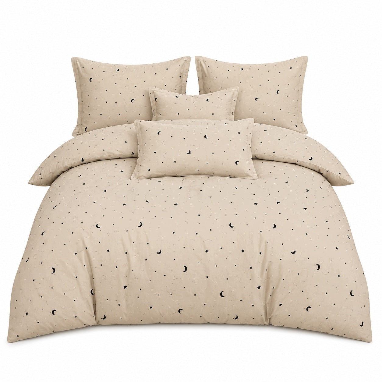 Bedding set 160x200 100% cotton beige moons stars
