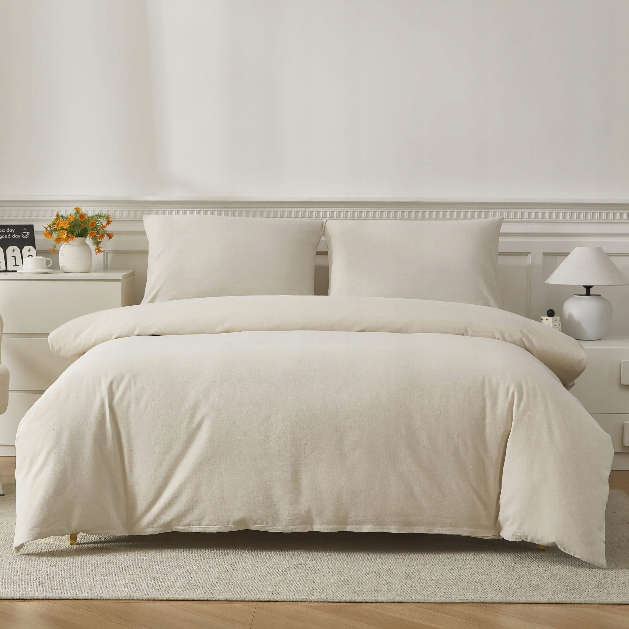 Bedding set 160x200 + 2 pillowcases 70x80 cm premium beige linen gift Brand no brand