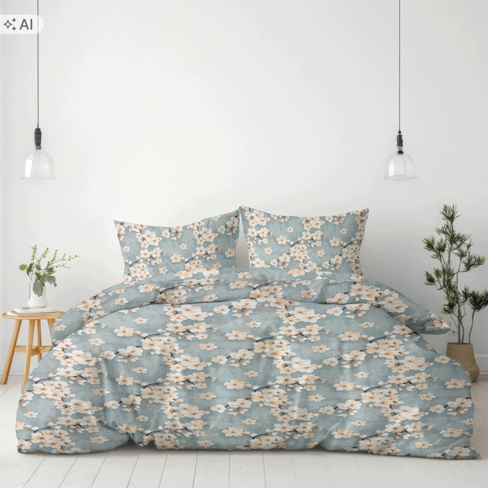 Bedding set 160x200 + 2x 70x80 100% cotton thick Polish flowers Manufacturer code Komplet pościeli 100% bawełna kwitnąca wiśnia