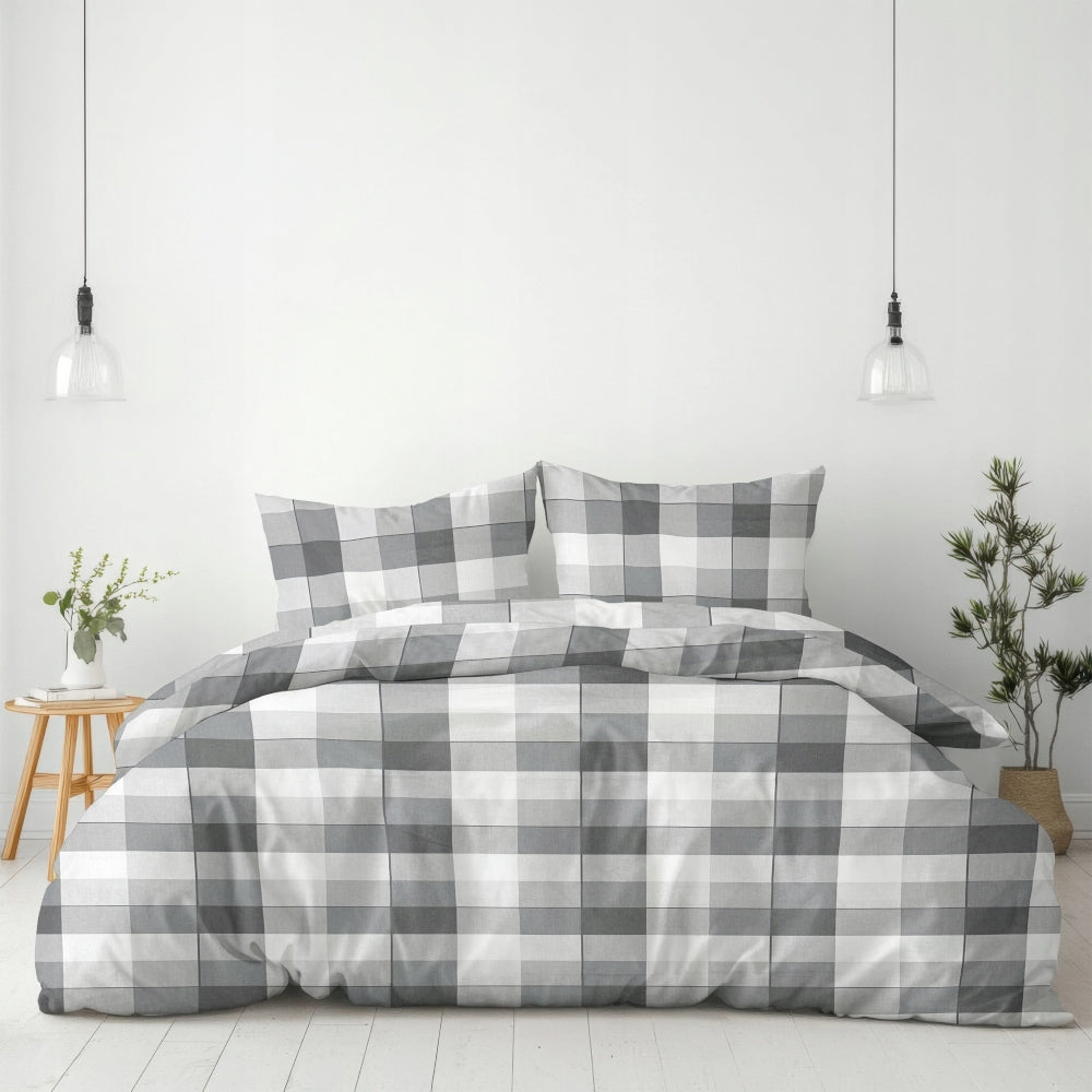 Bedding set 160x200 + 2x 70x80 100% cotton thick polish quality Manufacturer code POŚCIEL Z BAWEŁNY 160X200 W KRATKĘ IKEA SZARA