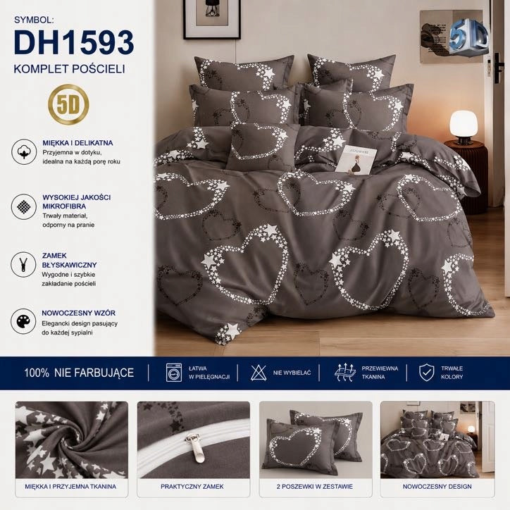 Bedding set 180x200 3 piece cotton zipper lots of designs Manufacturer code POS-DH1593-3182078