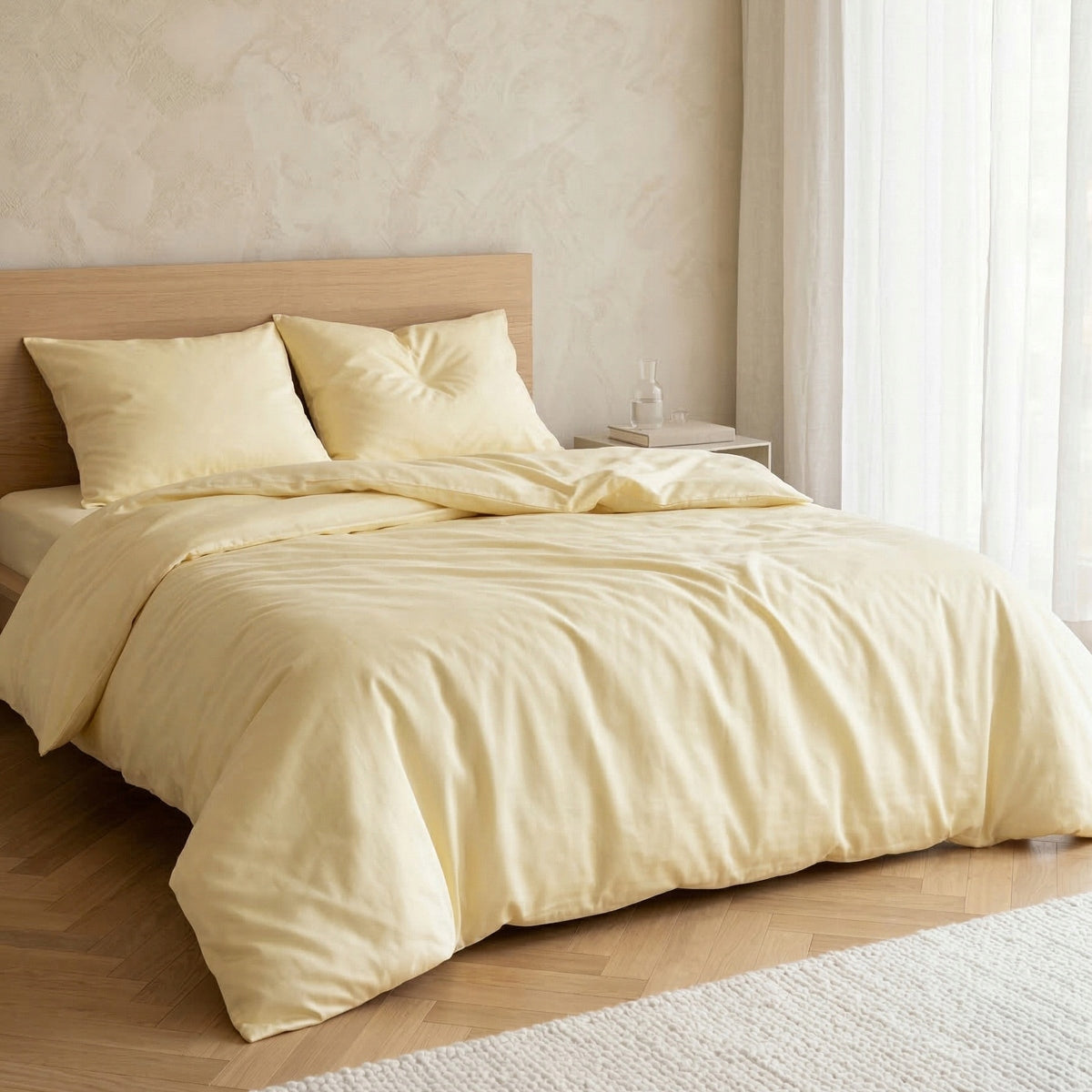 Bedding set 220x200 bedding AVELIA satin smooth yellow butter HOMLA Manufacturer code 243434