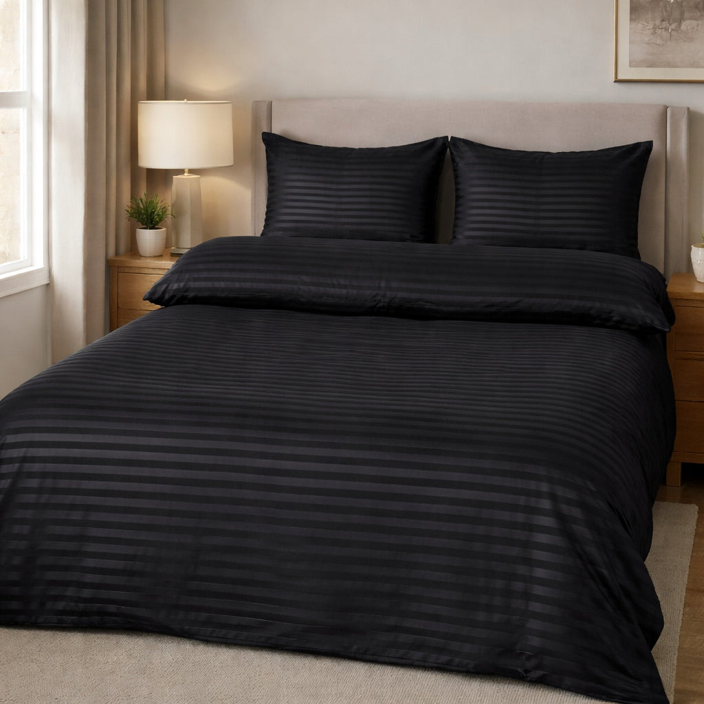 Bedding set STRIPES - Cover 1pcs 160x200cm Pillowcases 2pcs 70x80cm Black