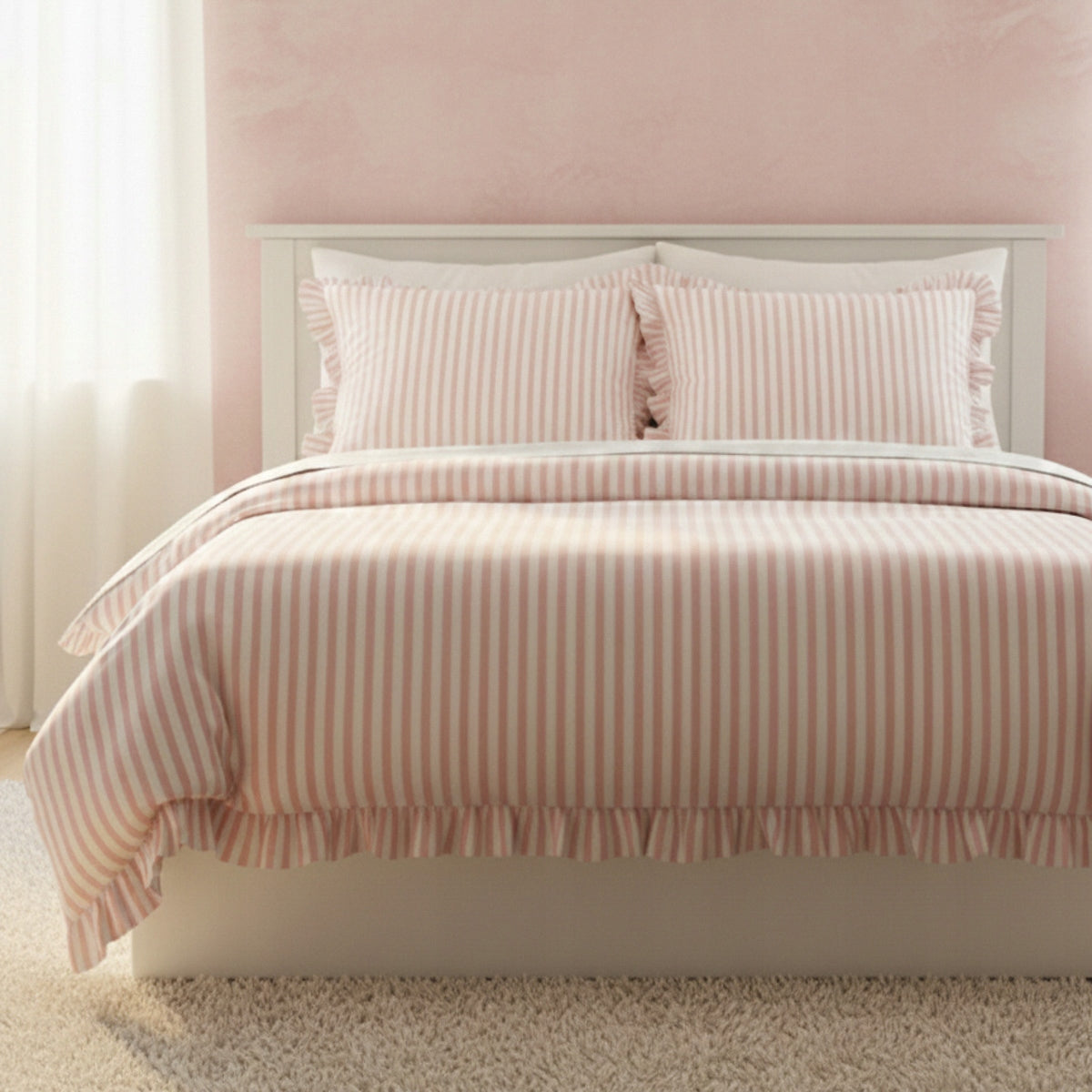 Bedding set TRUDY cotton striped with frill 140x200 + 1*70x80 HOMLA Packaging status original