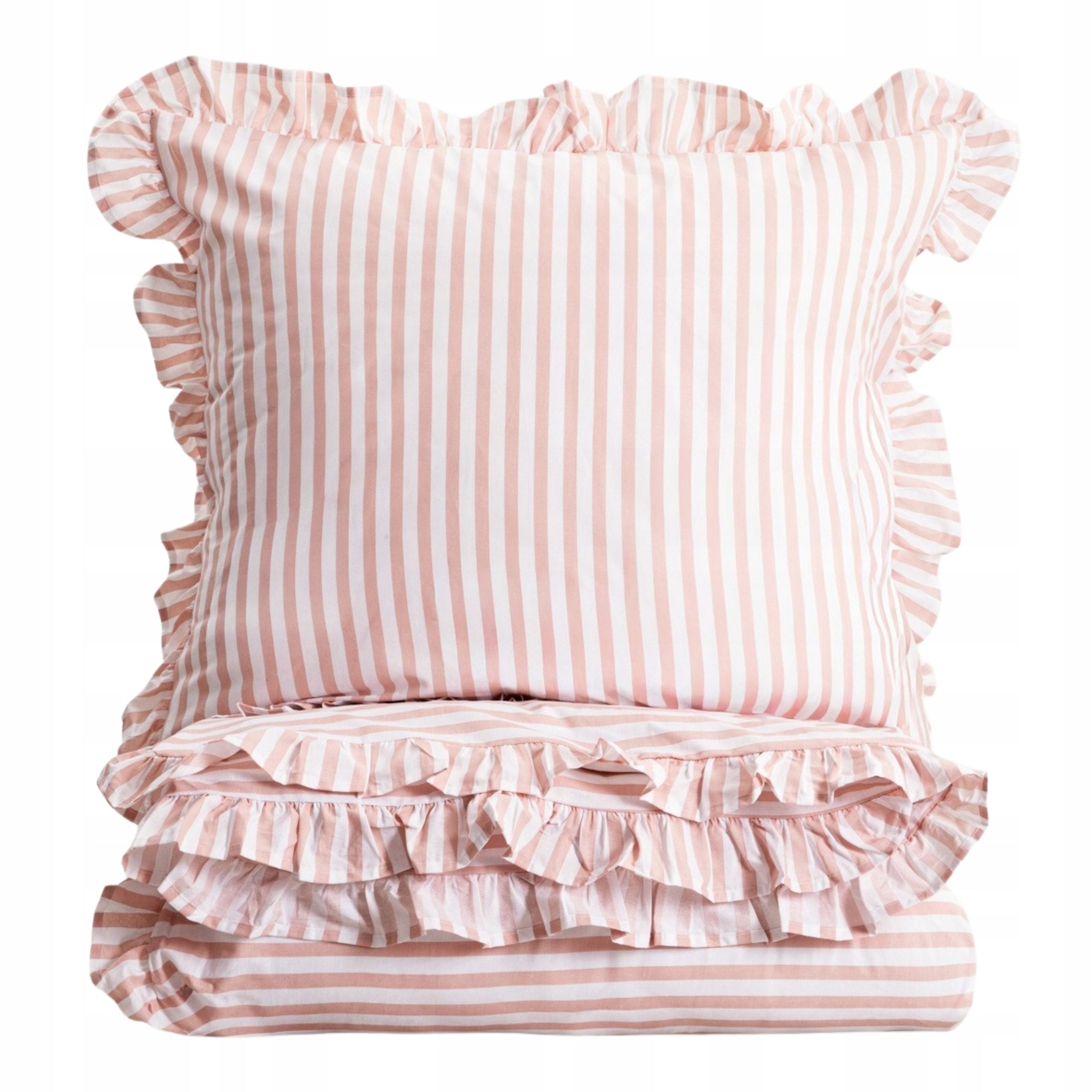 Bedding set TRUDY cotton striped with frill 140x200 + 1*70x80 HOMLA