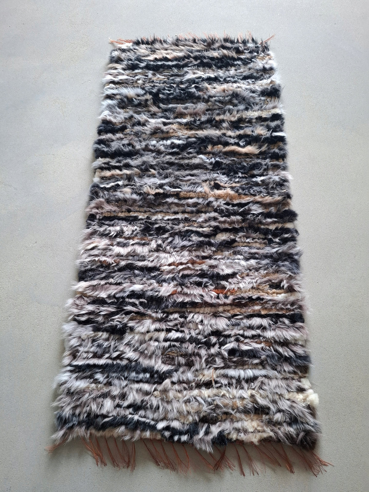Bedspread rug plaid walkway - sheepskin