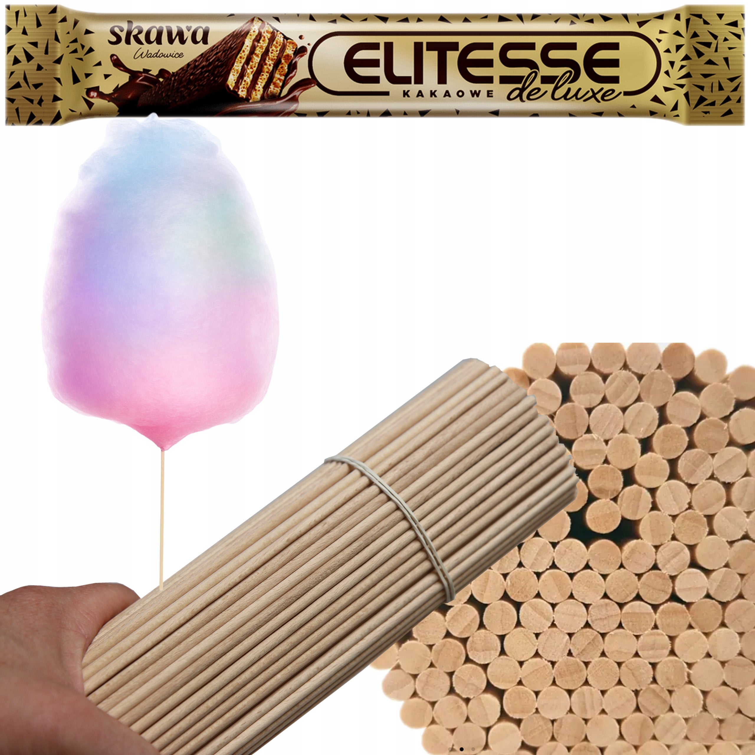 Beech Cotton Candy Sticks 200 pcs 40cm Round Rough Certificate PL