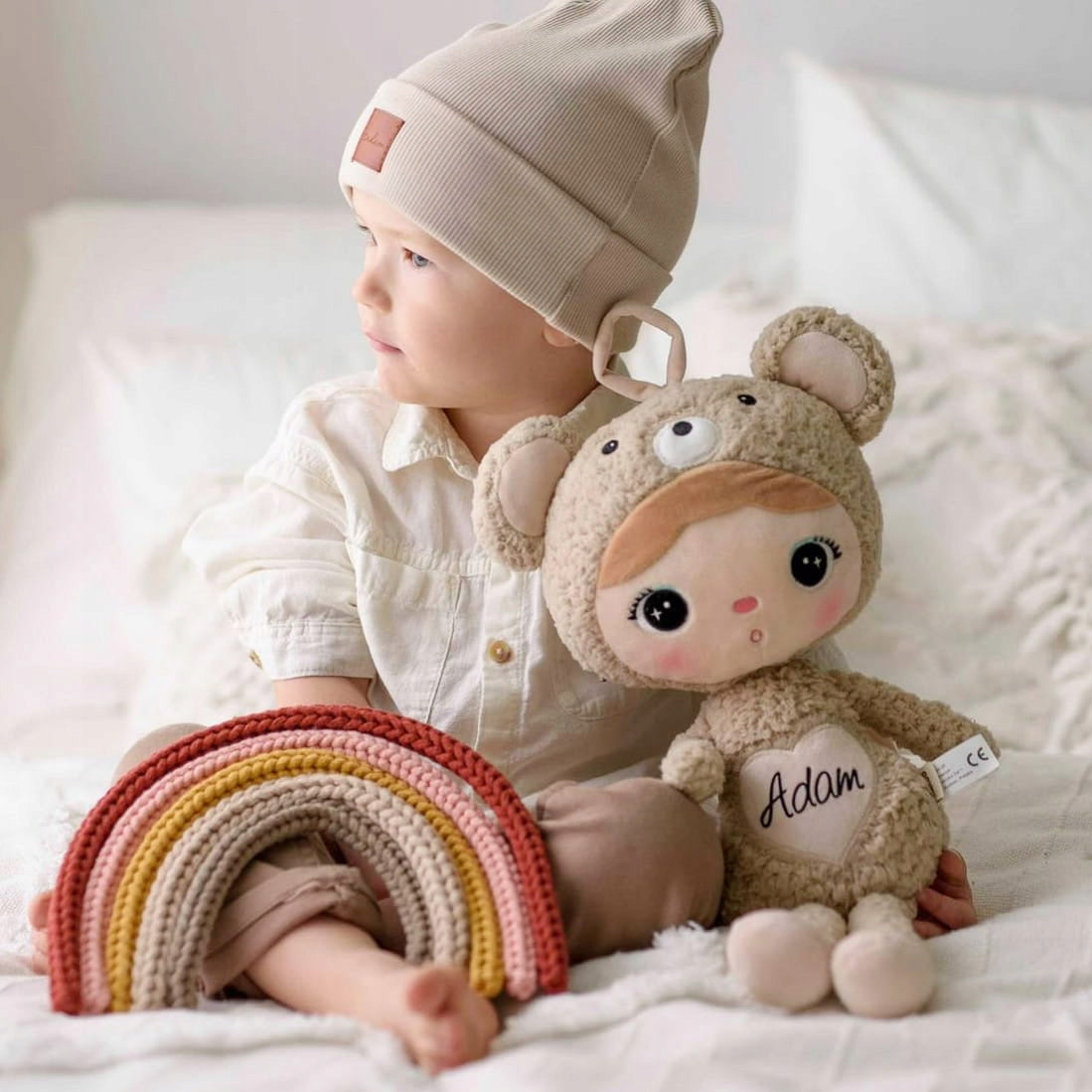 Beige Bear Doll Metoo with name date gift Brand Metoo