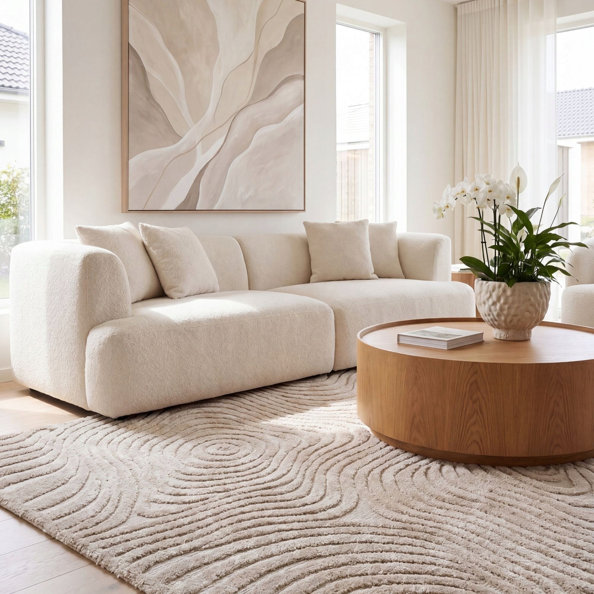 Beige Carpet For Living Room 200x300cm Large Modern Duplex 3D Boho Fashionable Manufacturer code 508716