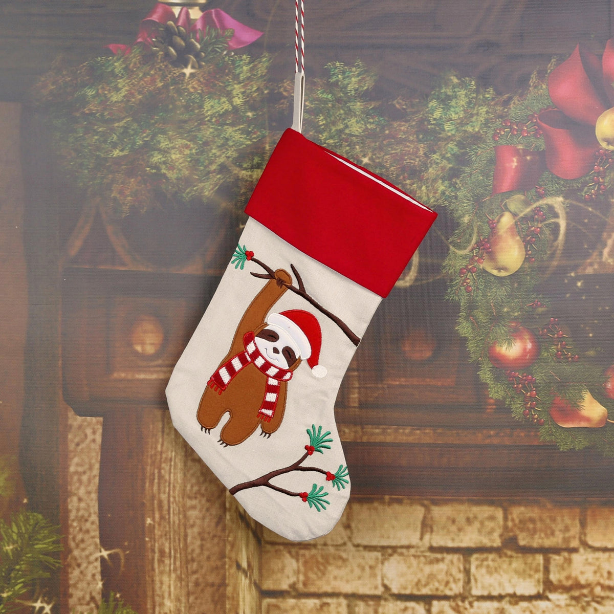 Beige, decorative Christmas sock, Sloth 45cm Manufacturer code SUN1673_2