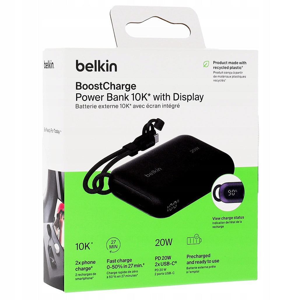 Belkin Power Bank 10K 20W, 10000 mAh battery + USB-C cable, with display Brand Belkin